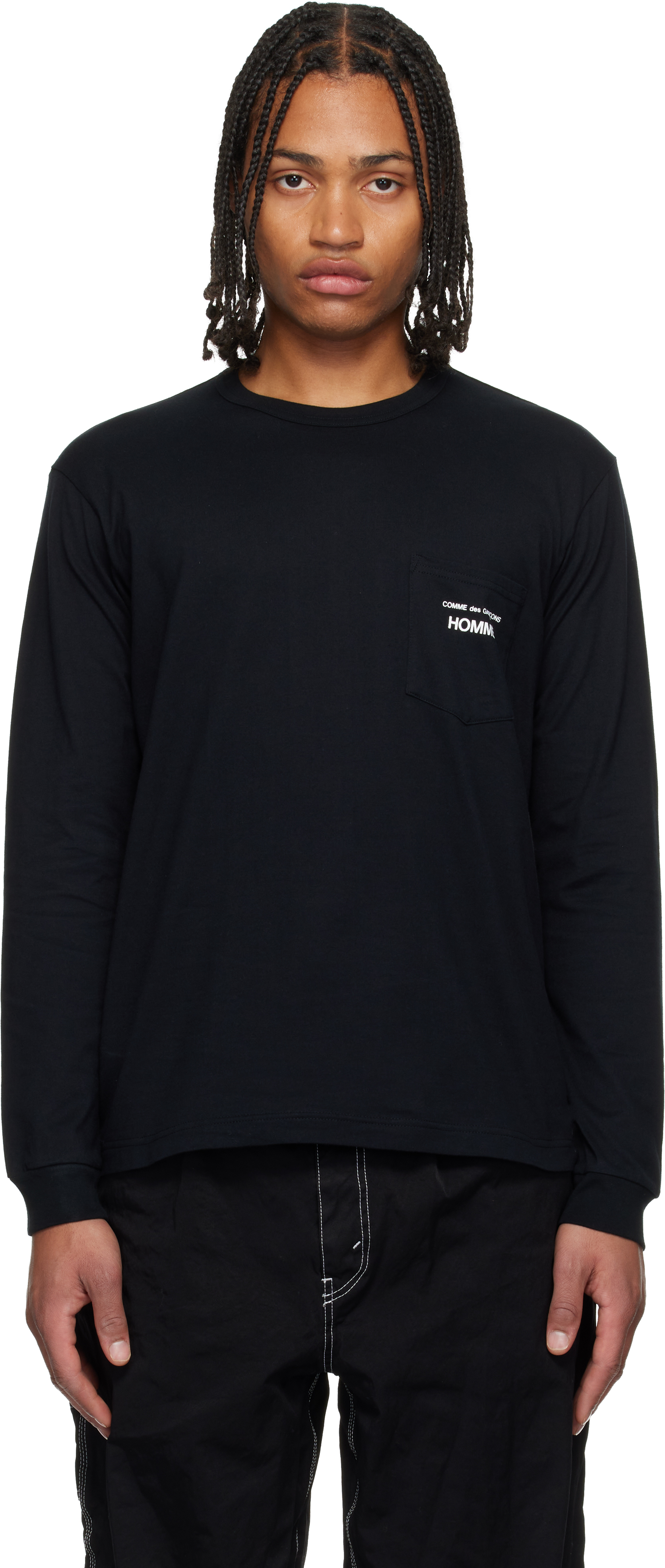 Comme des Garçons Homme: Black Cotton Jersey Garment Print T-shirt