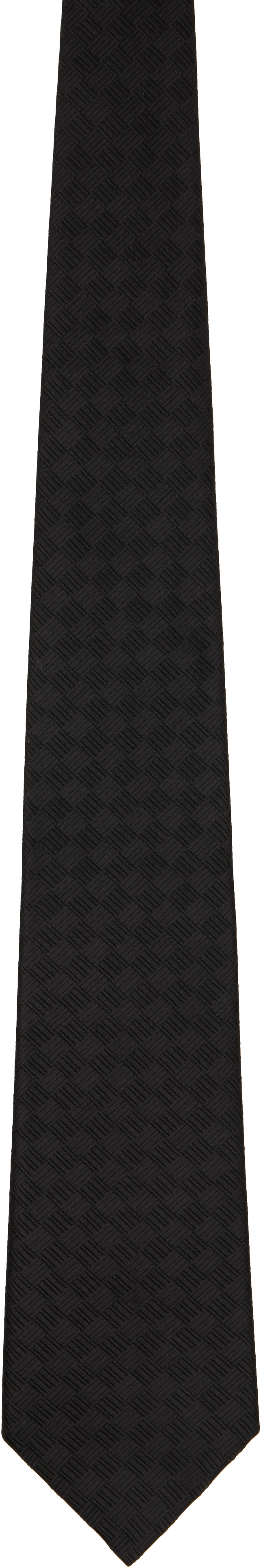 Comme Des Garçons Homme Deux Black Basket Silk Tie In Black