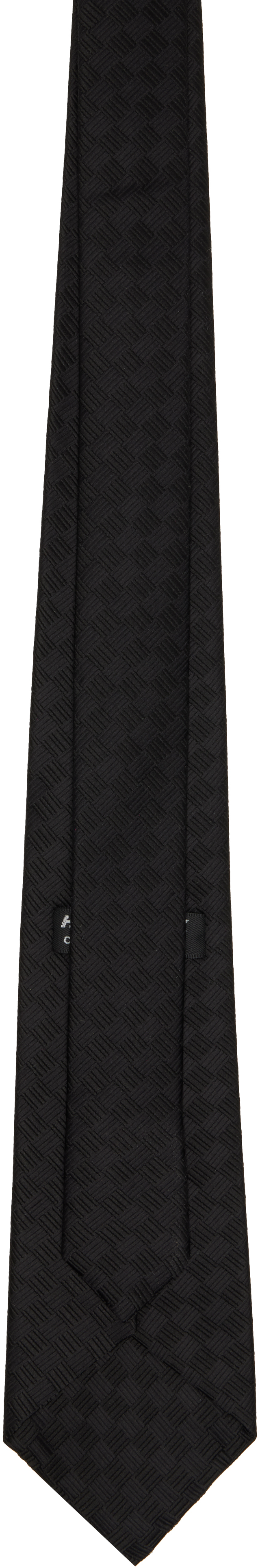 Comme Des Garçons Homme Deux Black Basket Silk Tie In Black