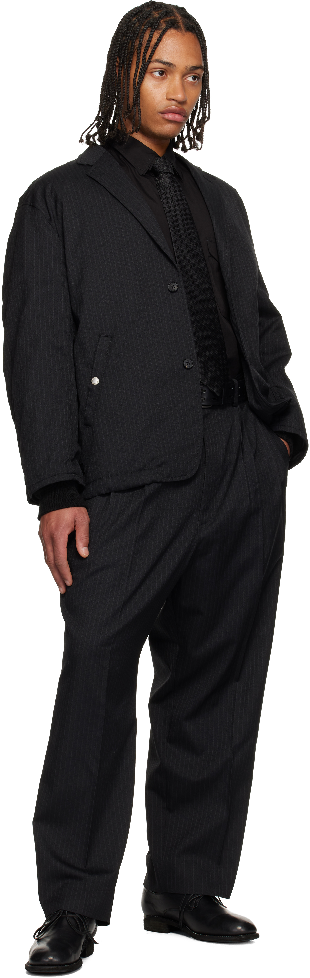 Comme Des Garçons Homme Deux Black Basket Silk Tie In Black