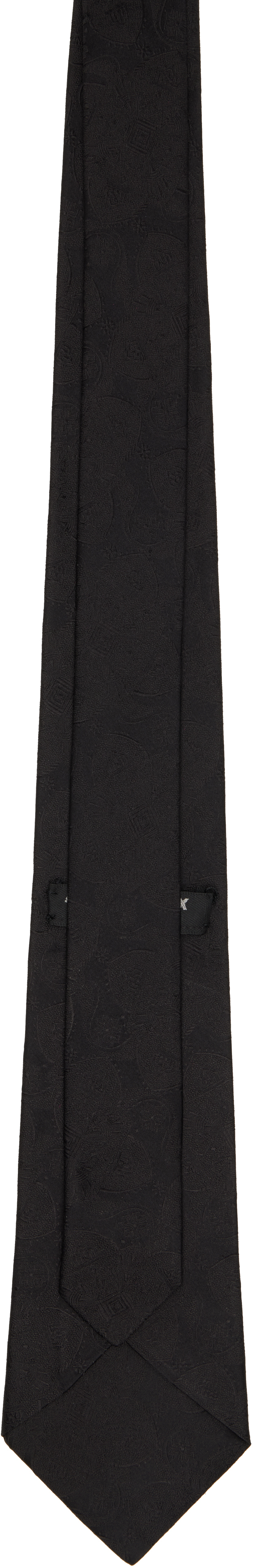 Comme Des Garçons Homme Deux Black Paisley Silk Tie In Black