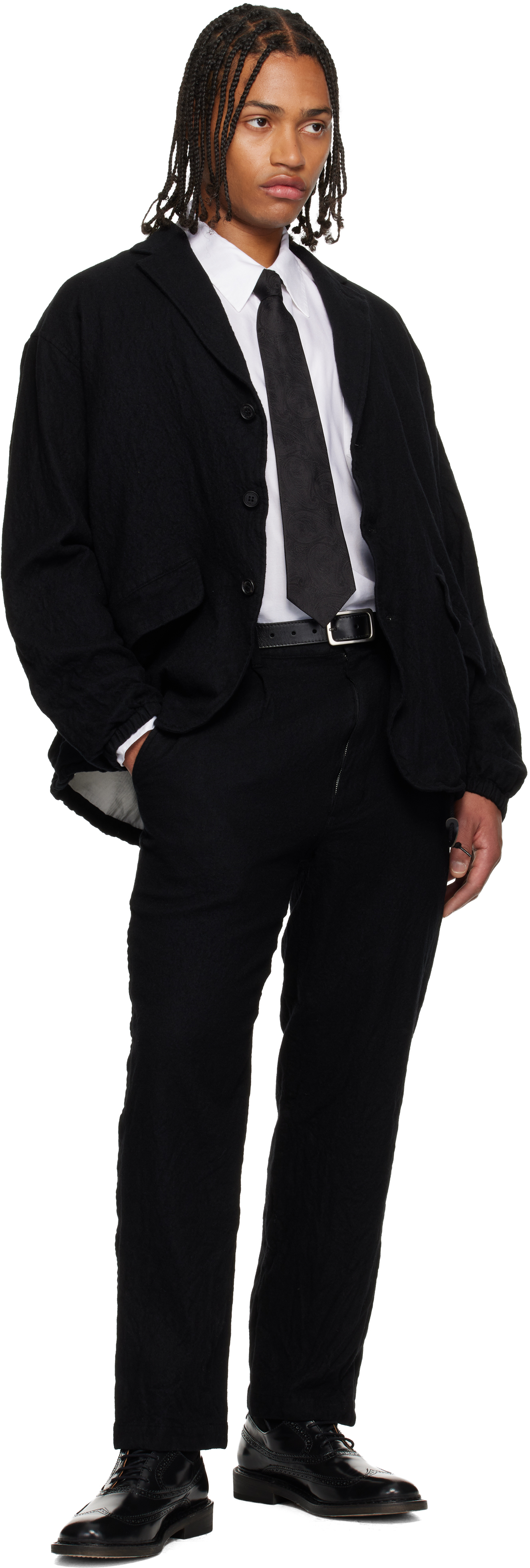 Comme Des Garçons Homme Deux Black Paisley Silk Tie In Black