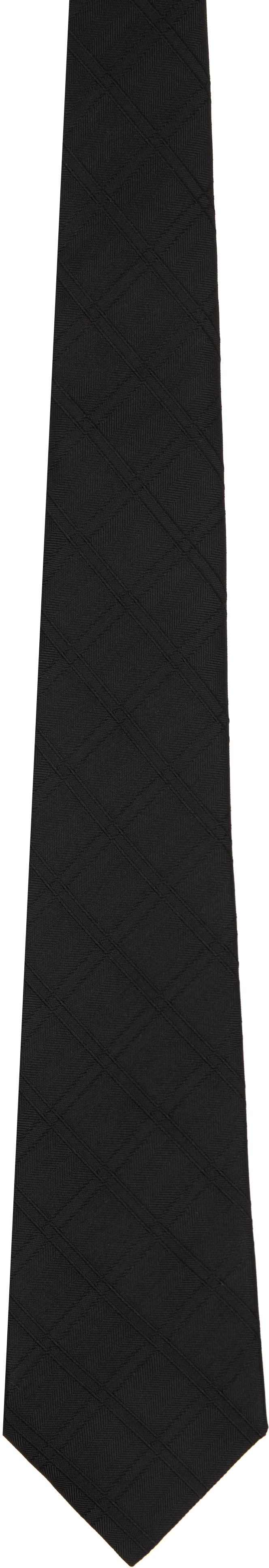 Comme Des Garçons Homme Deux Black Medium Check Silk Tie In Black