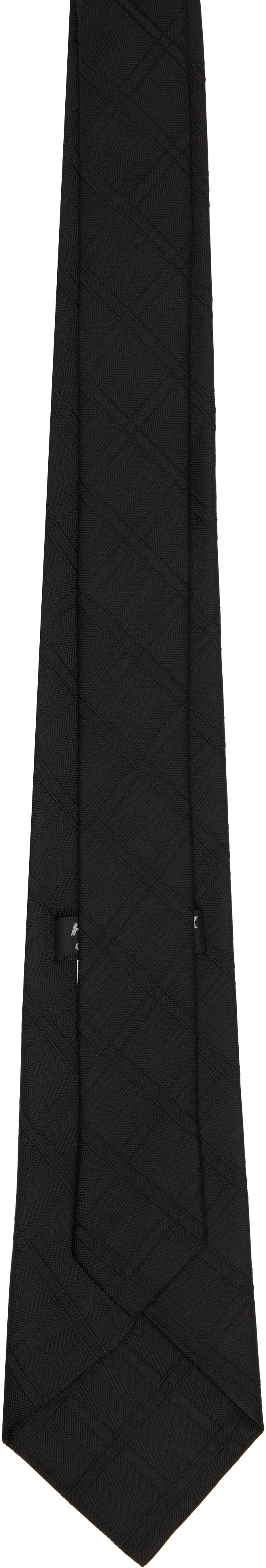 Comme Des Garçons Homme Deux Black Medium Check Silk Tie In Black