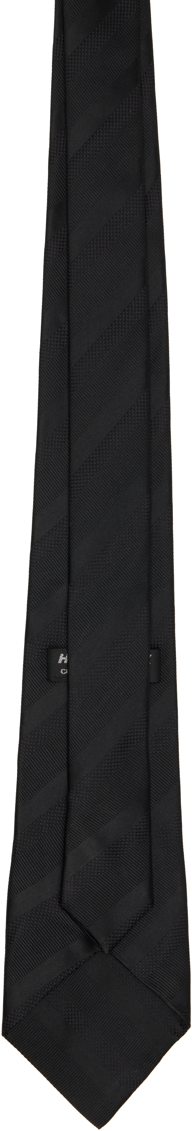 Comme Des Garçons Homme Deux Black Thin Diagonal Stripe Silk Tie In Black