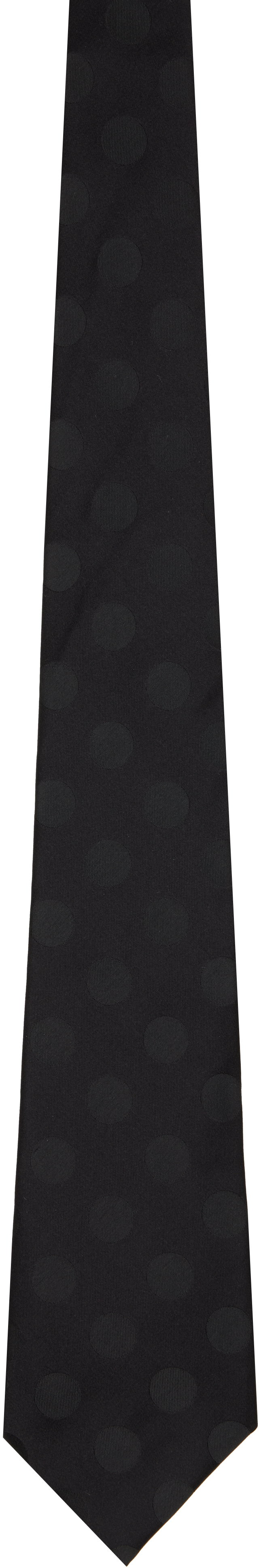 Comme Des Garçons Homme Deux Black Medium Polka Dot Silk Tie In Black