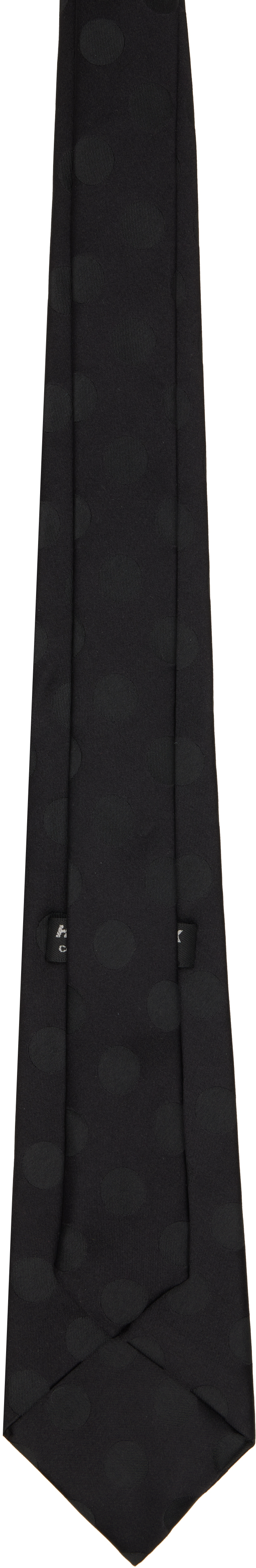 Comme Des Garçons Homme Deux Black Medium Polka Dot Silk Tie In Black