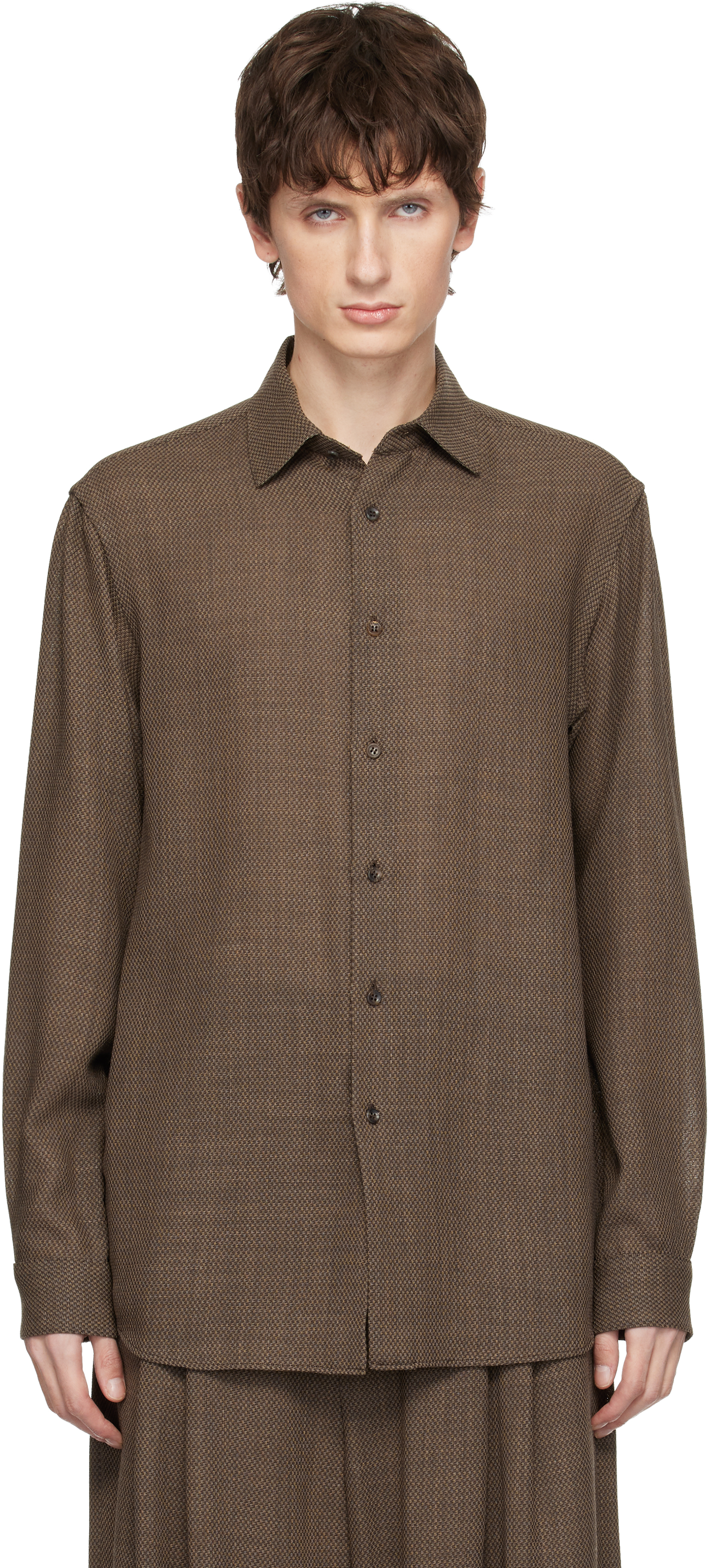 Soshiotsuki Brown Manica Camicia Dress Shirt