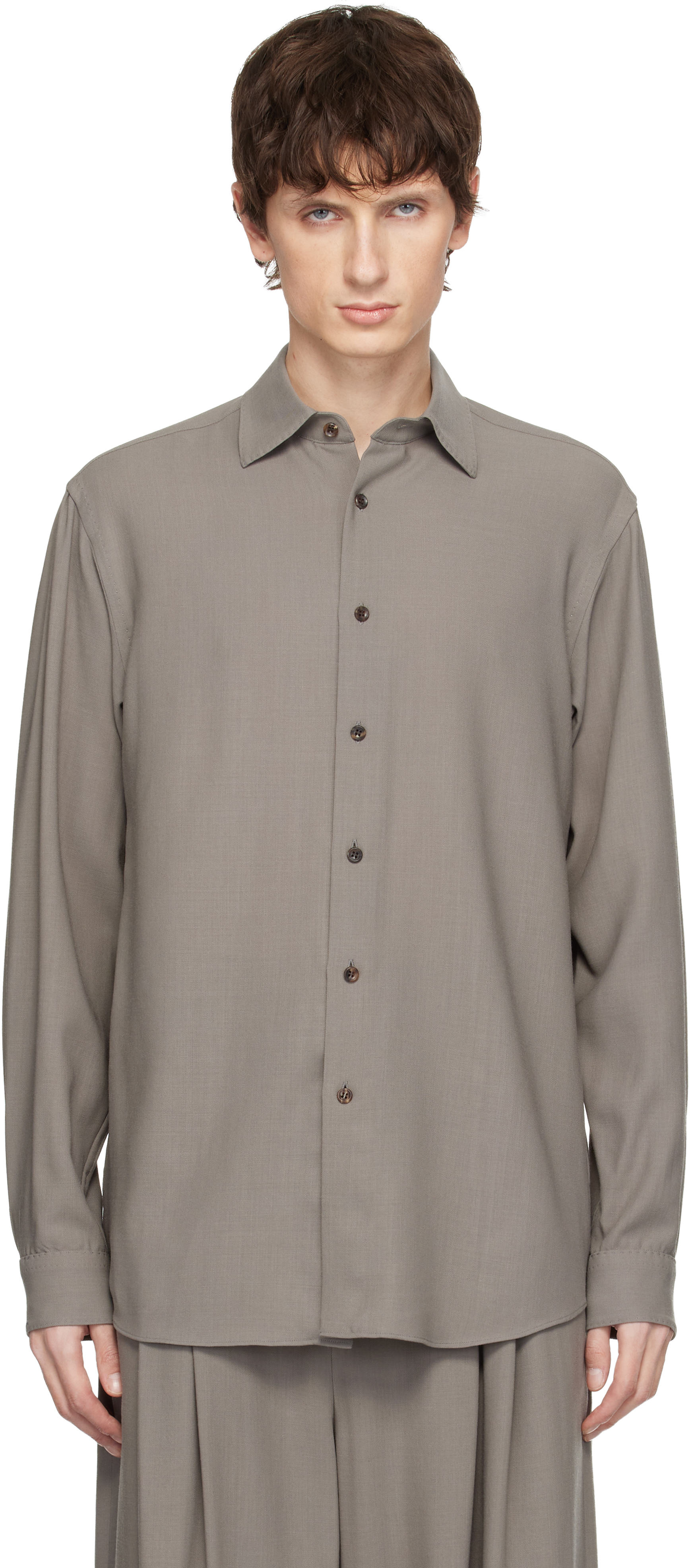 Soshiotsuki Gray Manica Camicia Dress Shirt