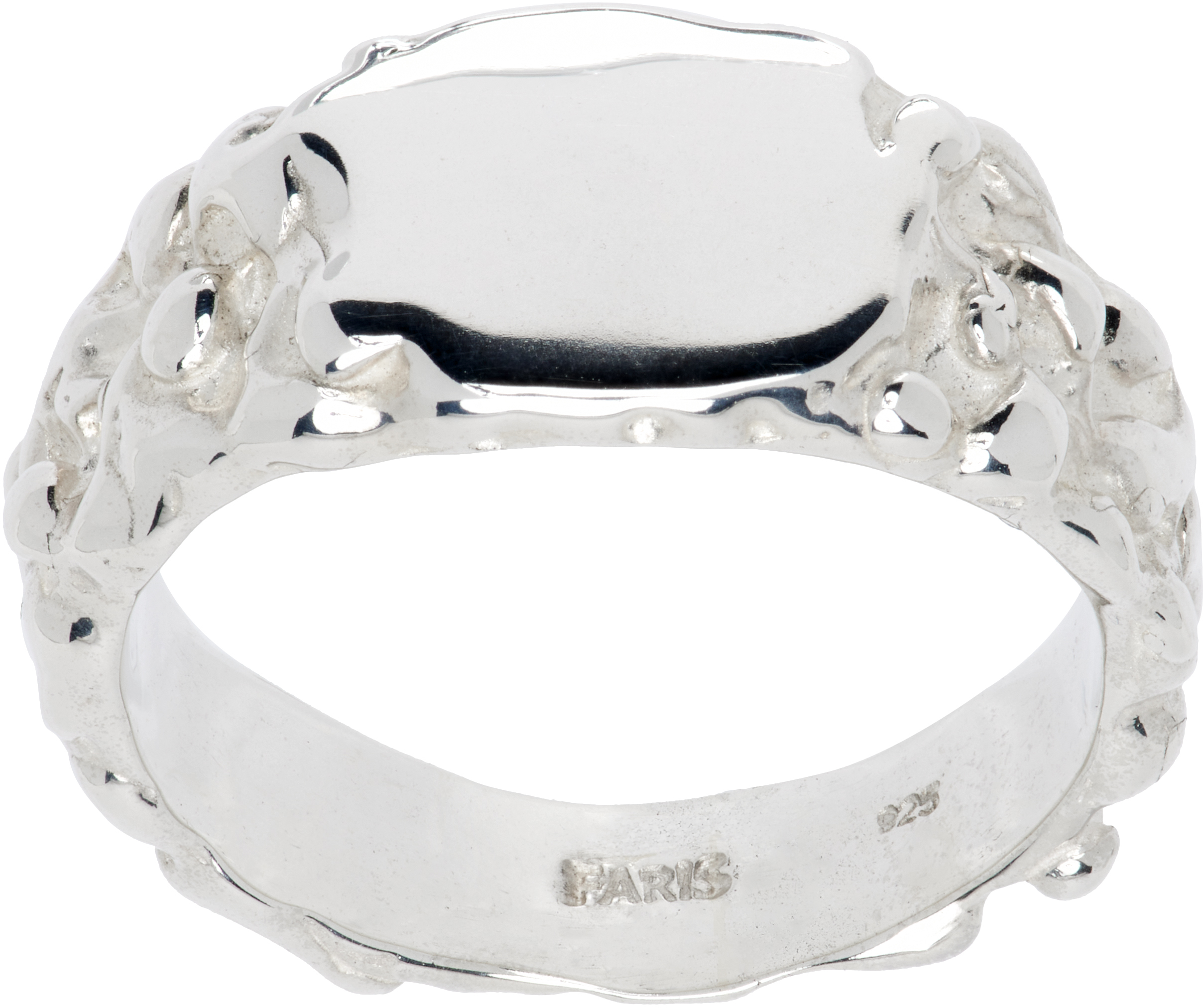 Faris Roca Signet Small Ring In Metallic