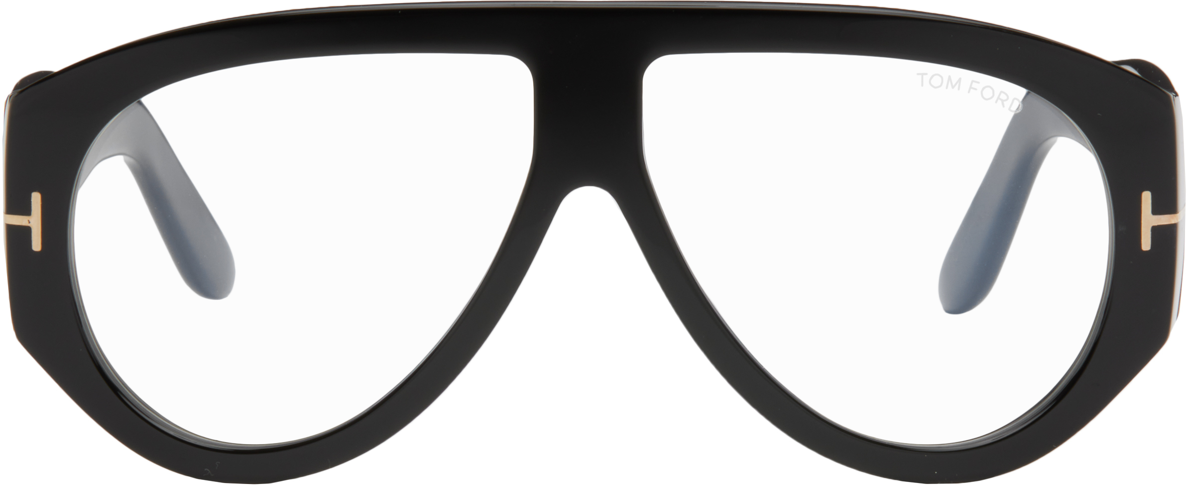 Tom Ford Black Bronson Pilot Blue Block Glasses In Black
