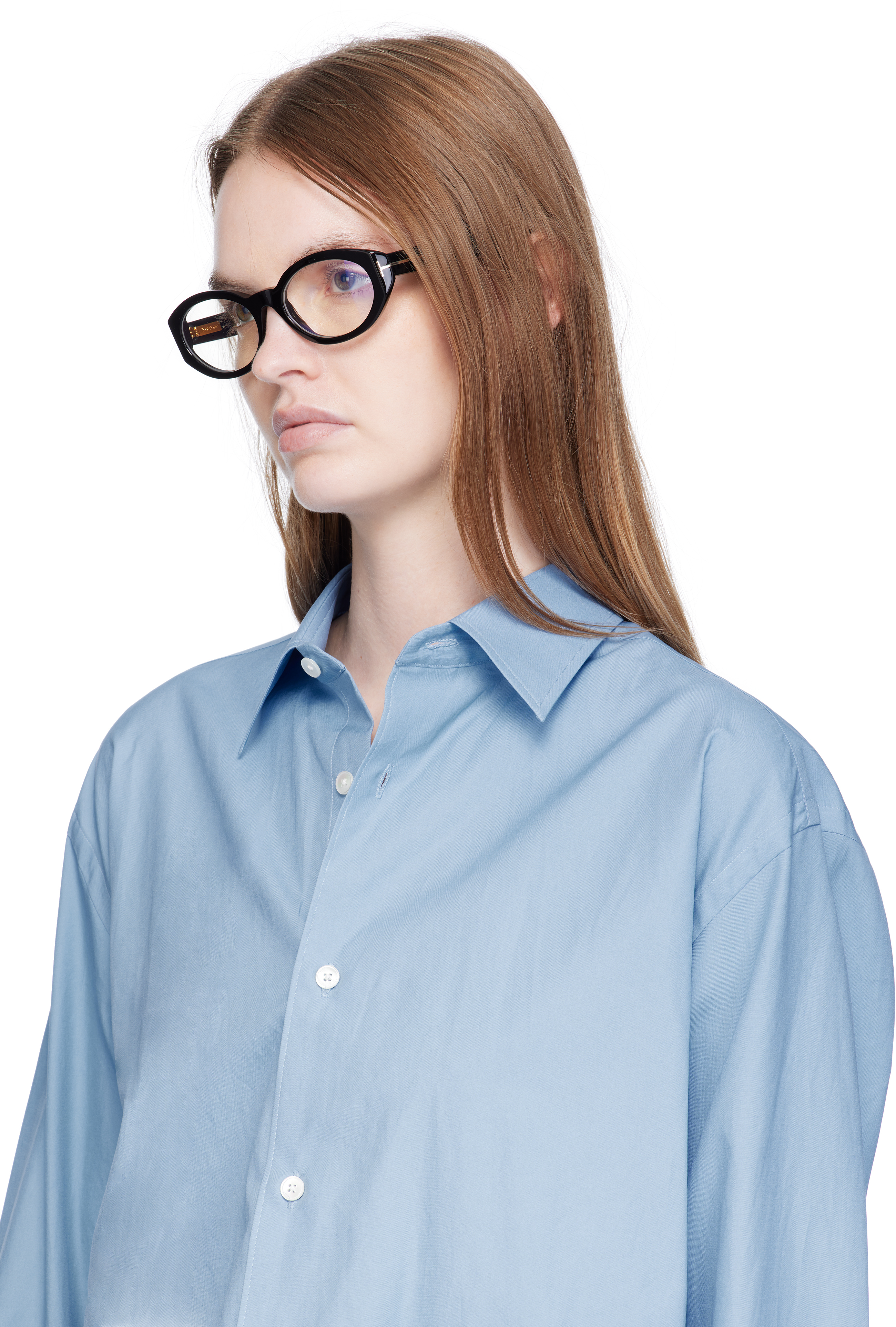 Tom Ford Black Oval Glasses In Black
