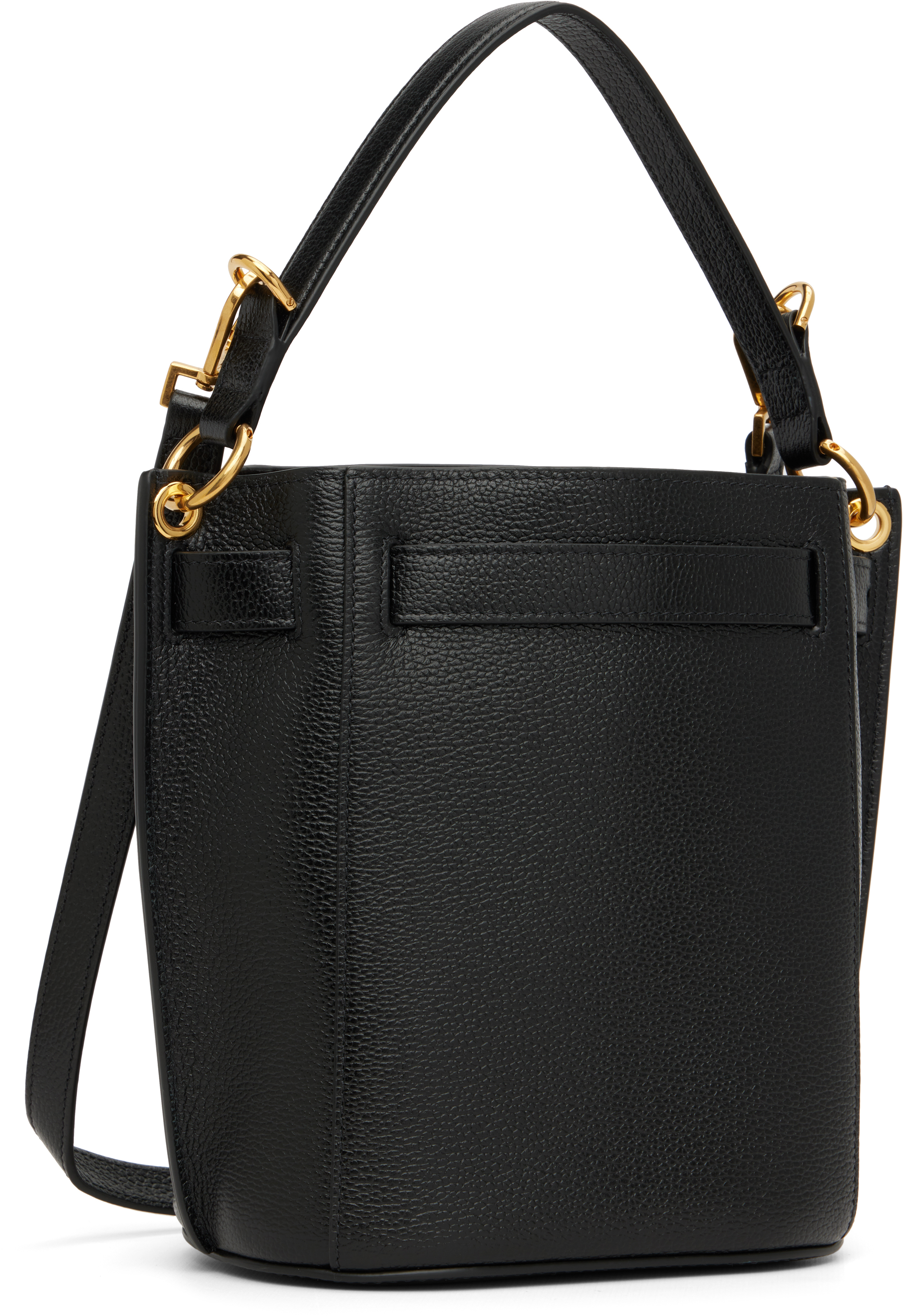 Tom Ford Black Mini Grained Leather Audrey Bucket Bag In Black
