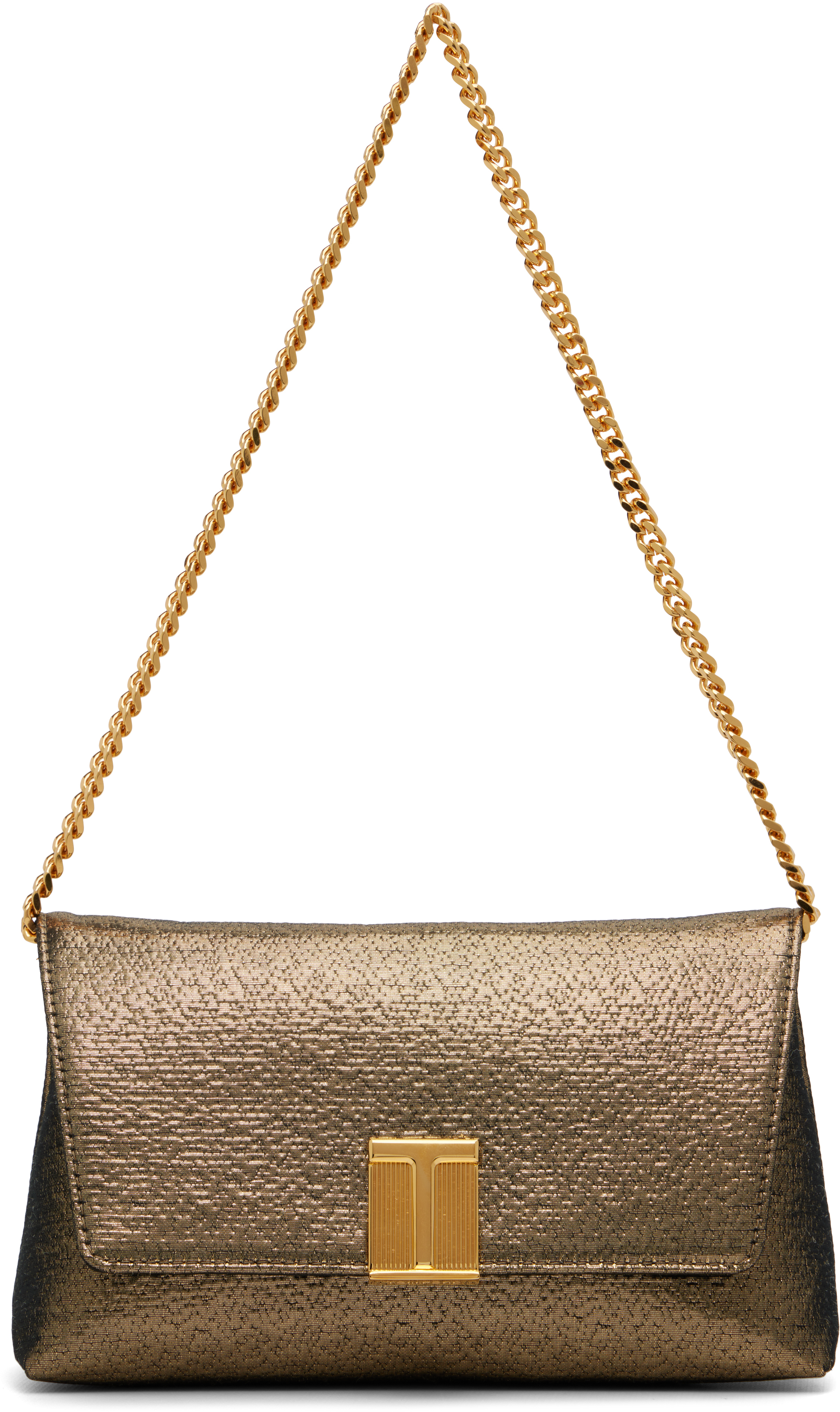 Tom Ford Gold Hammered-effect Fabric Nobile Mini Bag In Gold