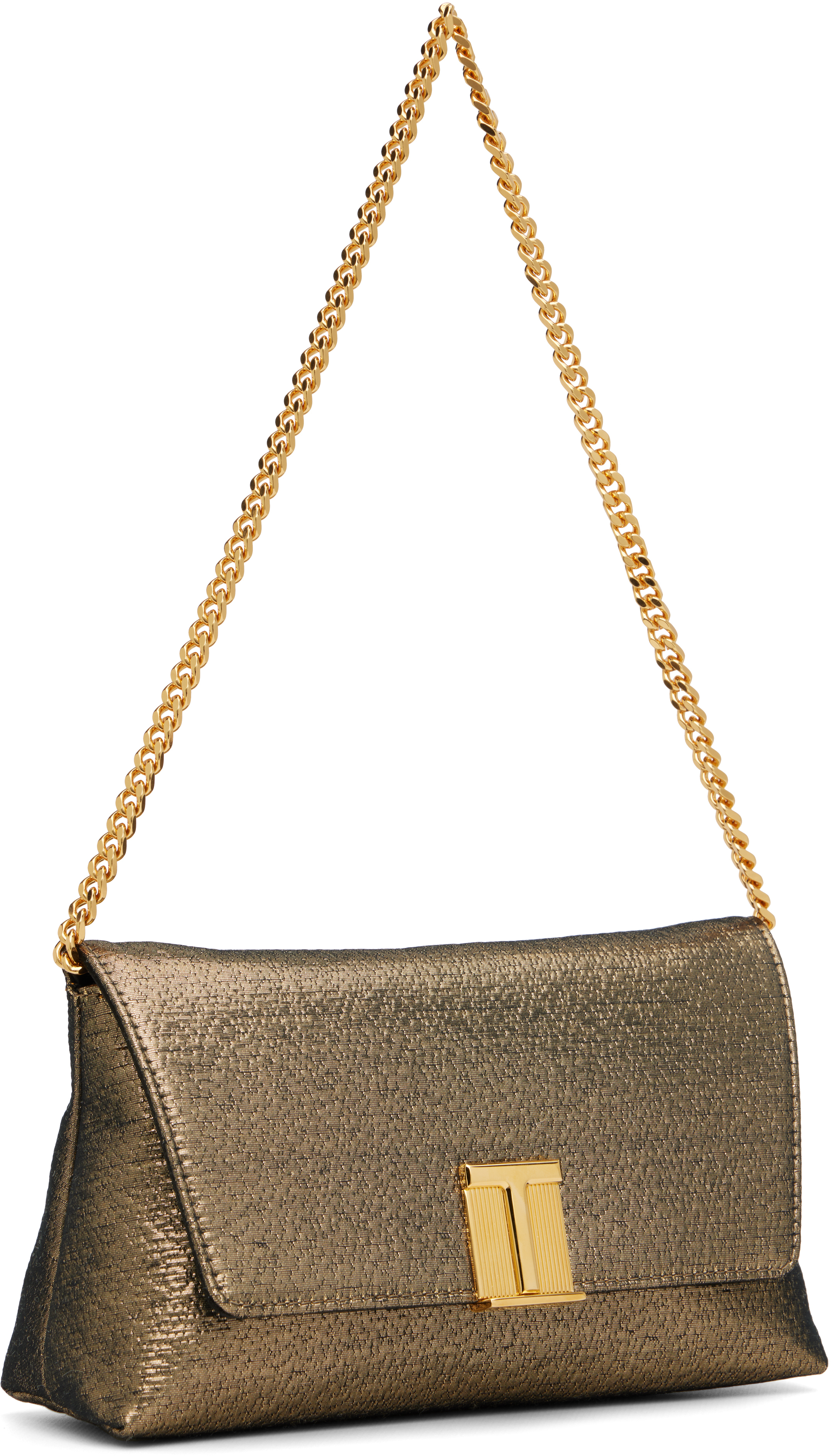 Tom Ford Gold Hammered-effect Fabric Nobile Mini Bag In Gold