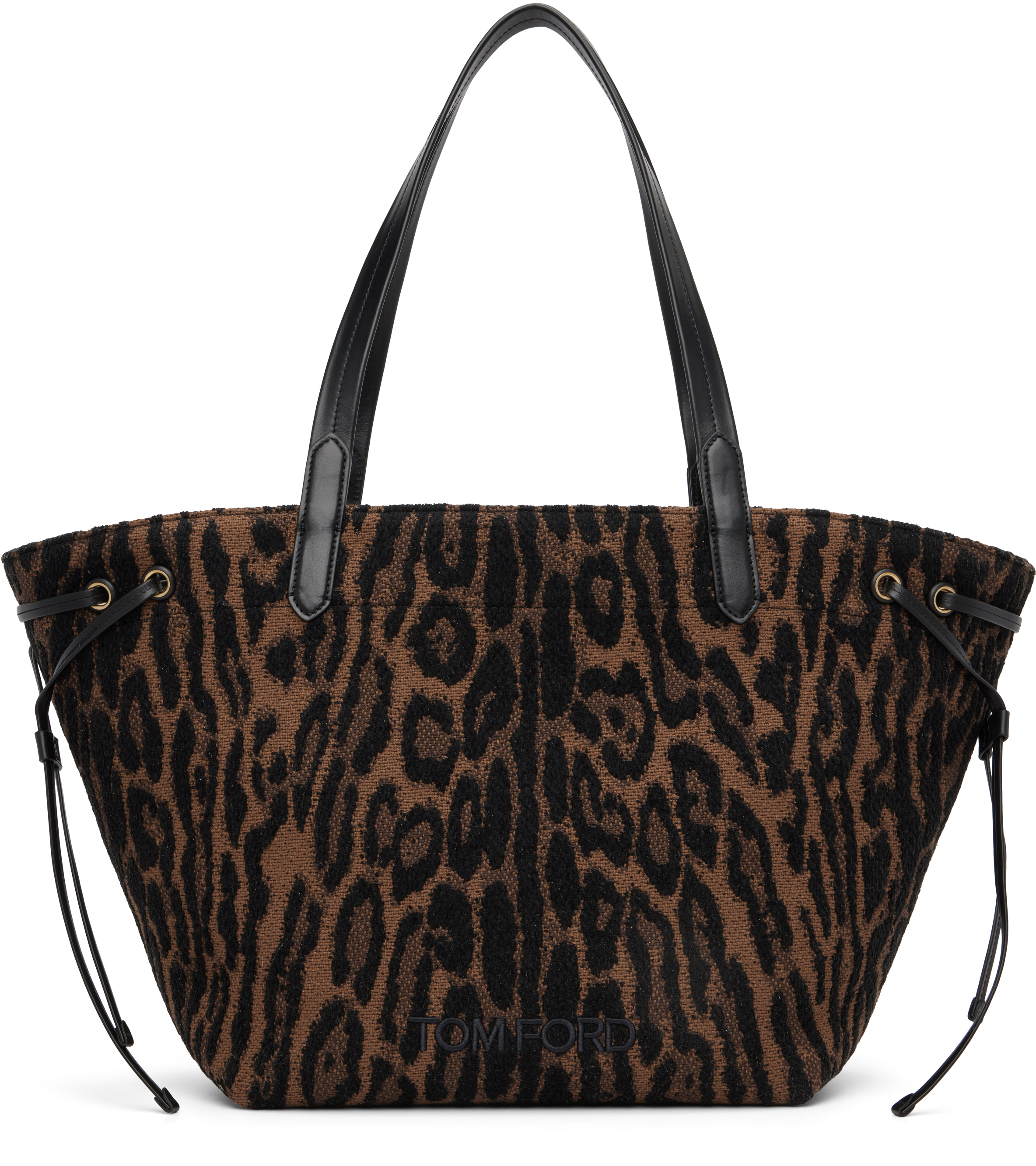 Tom Ford Brown & Black Jacquard & Calfskin Large Tote