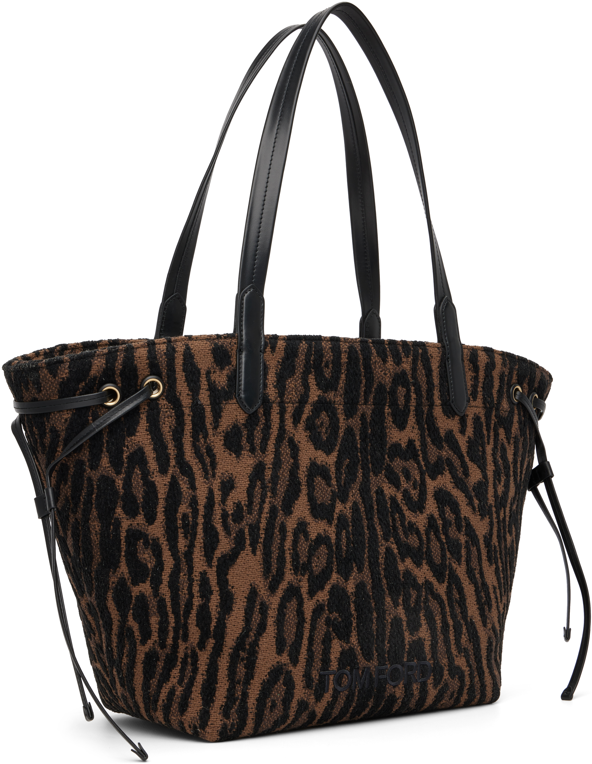 Tom Ford Brown & Black Jacquard & Calfskin Large Tote