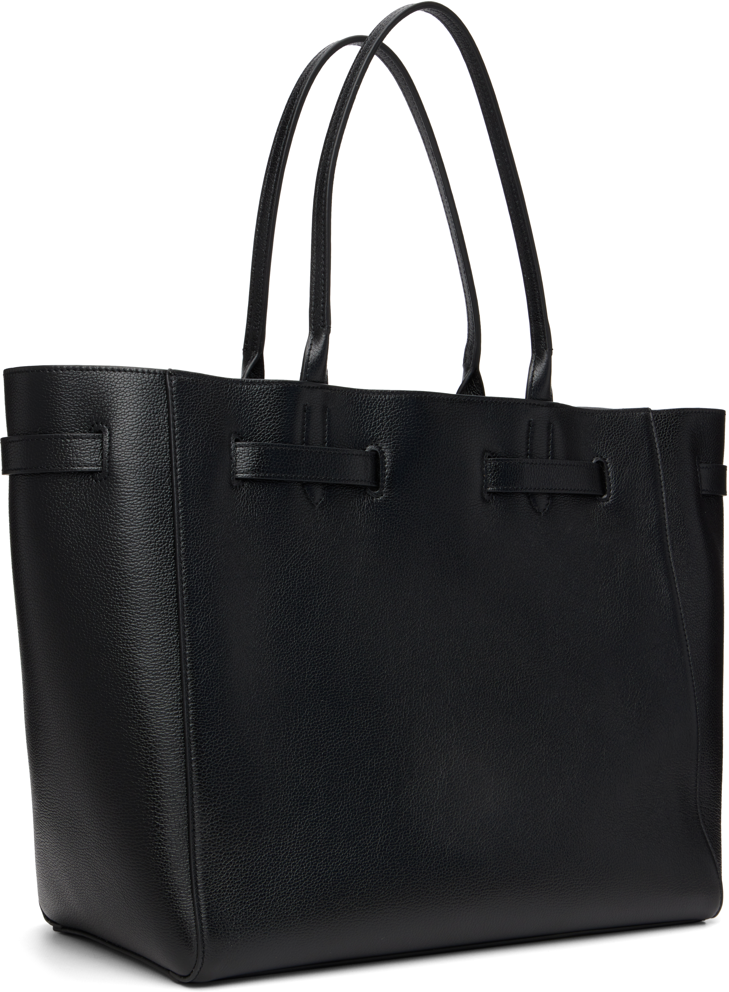 Tom Ford Black Grain Leather Large Tote In Black