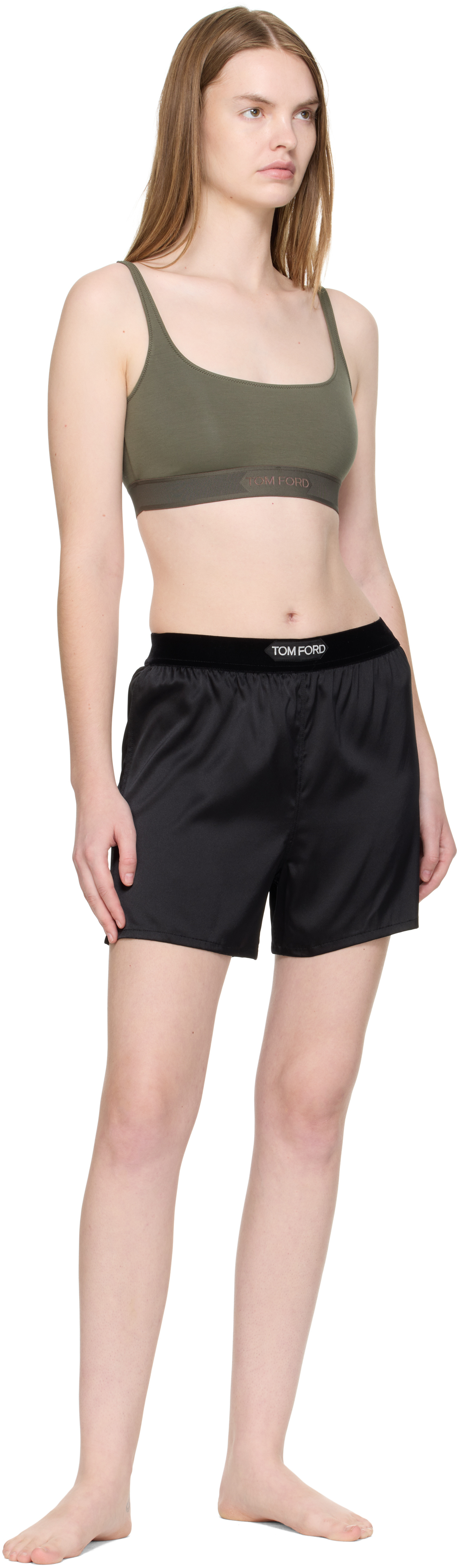 Tom Ford Black Stretch Silk Satin Boxer Shorts In Blue