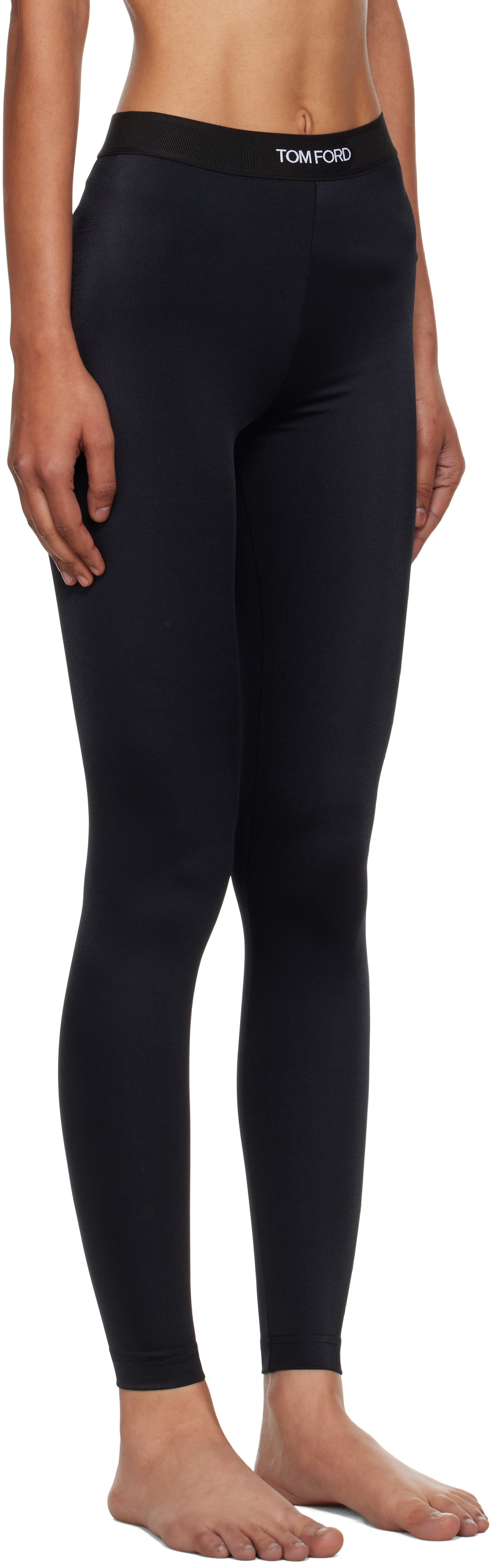 Tom Ford Black Lustrous Jersey Signature Leggings In Burgundy