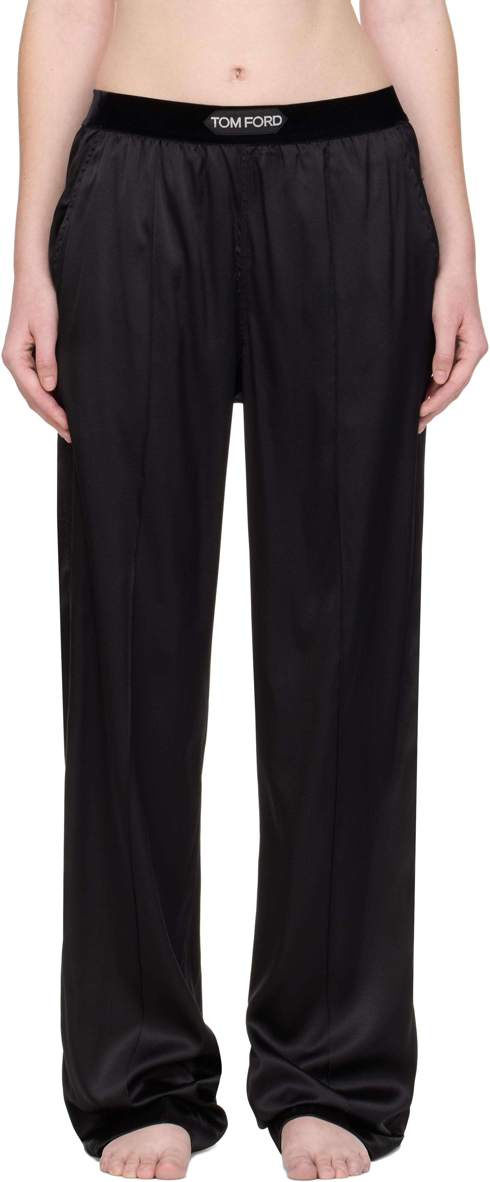 TOM FORD: Black Stretch Silk Satin Lounge Pants | SSENSE