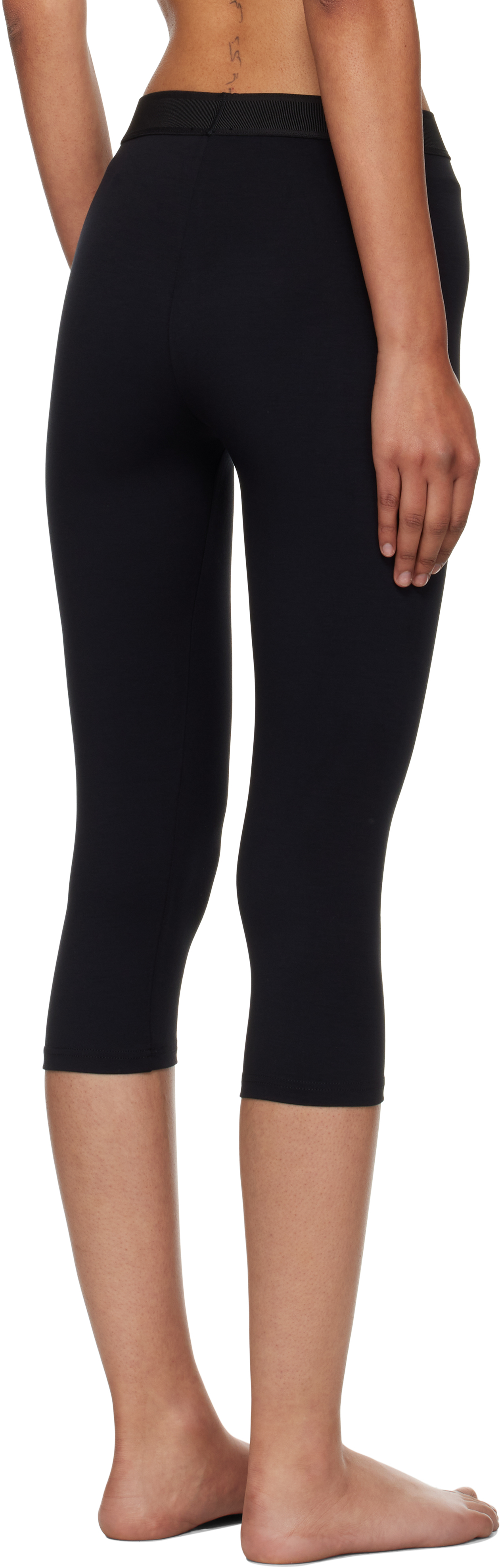 Tom Ford Cropped Logo-waistband Leggings In Black