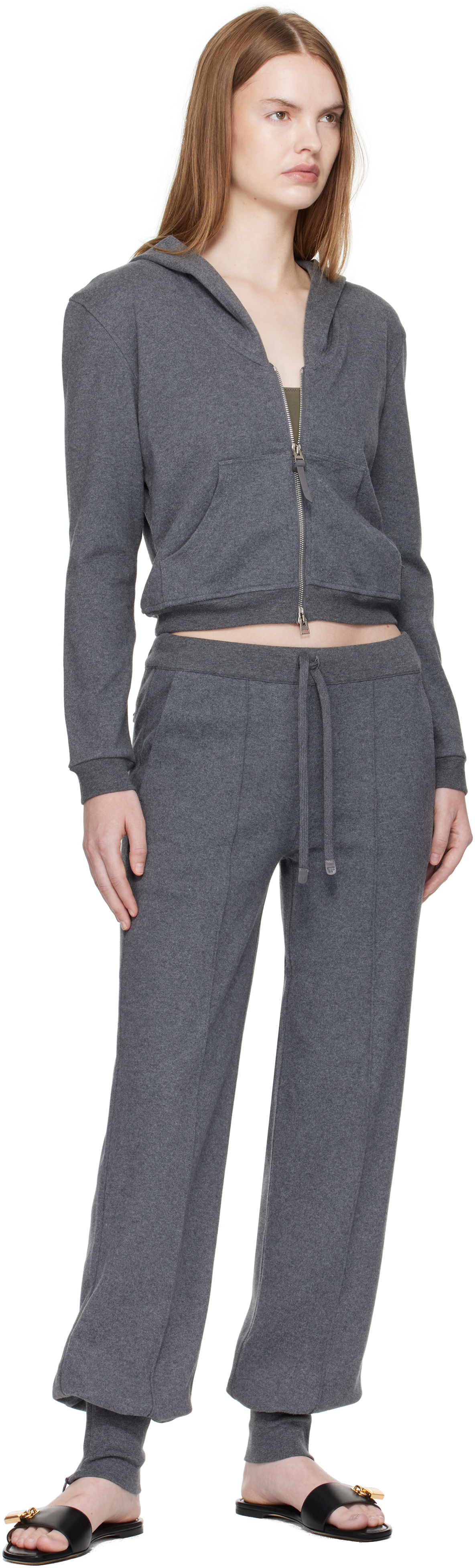 Tom Ford Gray Peachy Hand Cotton Jersey Zip Hoodie In Gray