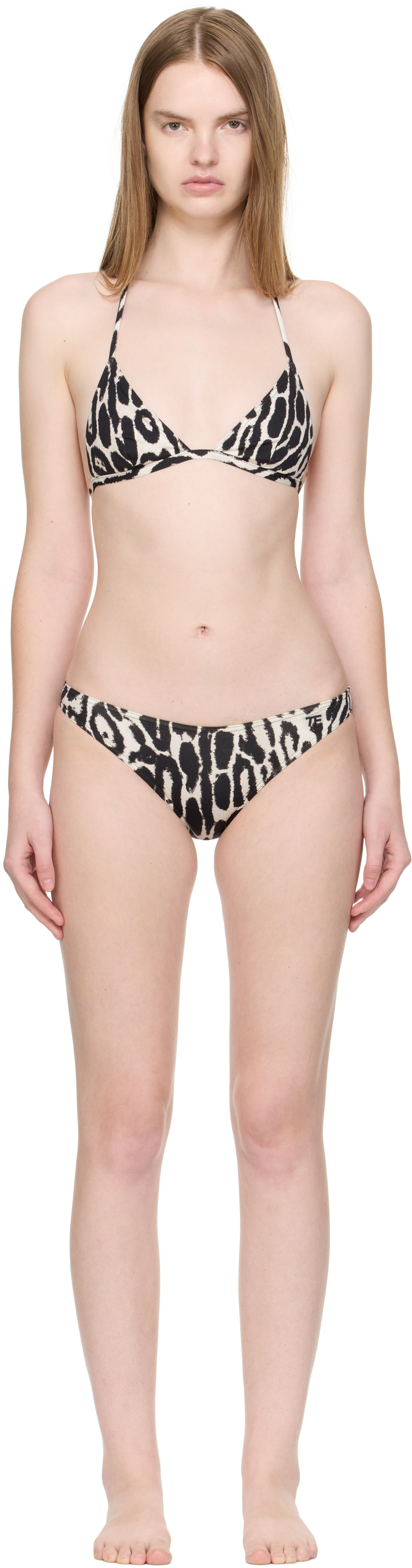 Tom Ford Ocelot Print Jersey Triangle Bikini In Black