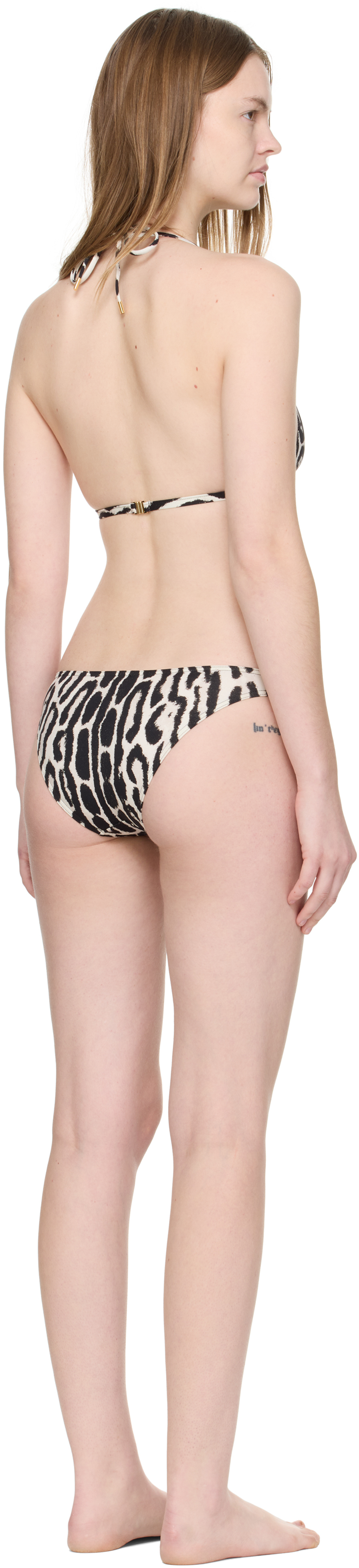 Tom Ford Ocelot Print Jersey Triangle Bikini In Black