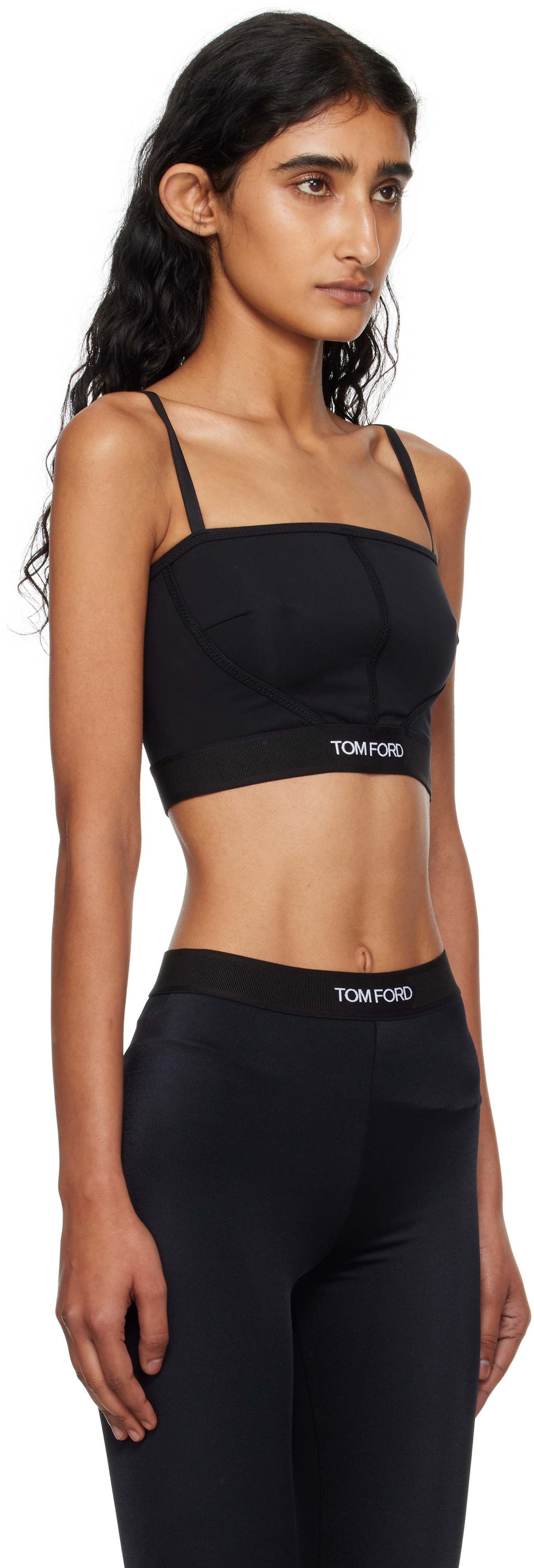 Tom Ford Black Modal Signature Bandeau Bra In Black