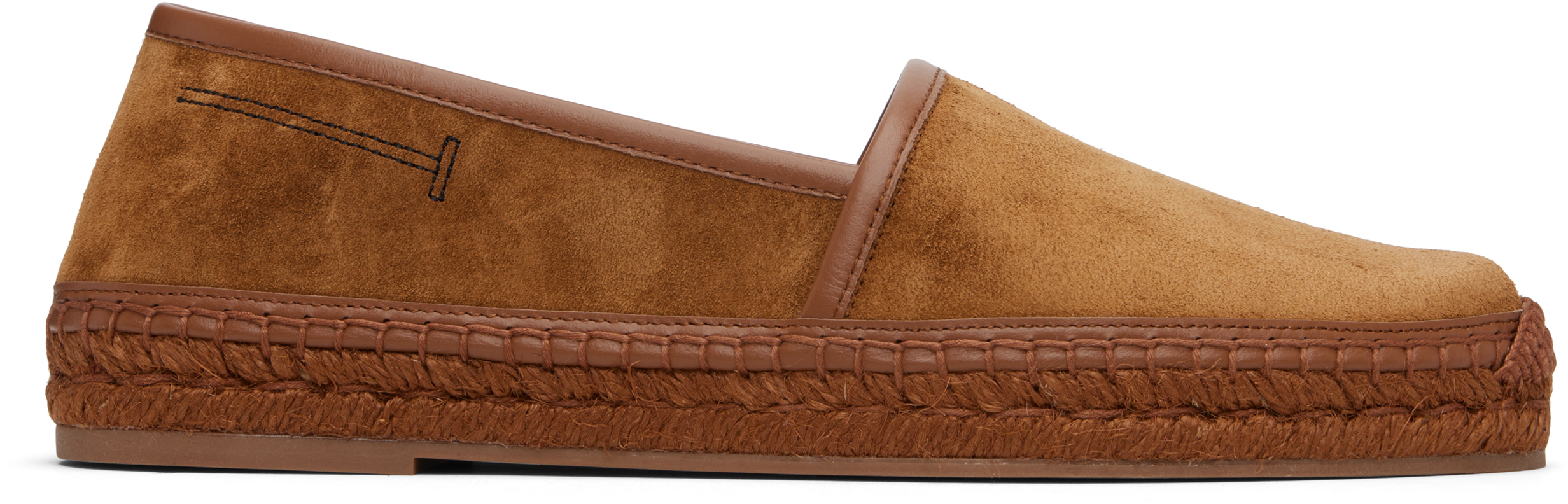 Tom Ford Tan Suede Calf Smooth Calf Espadrilles In Orange