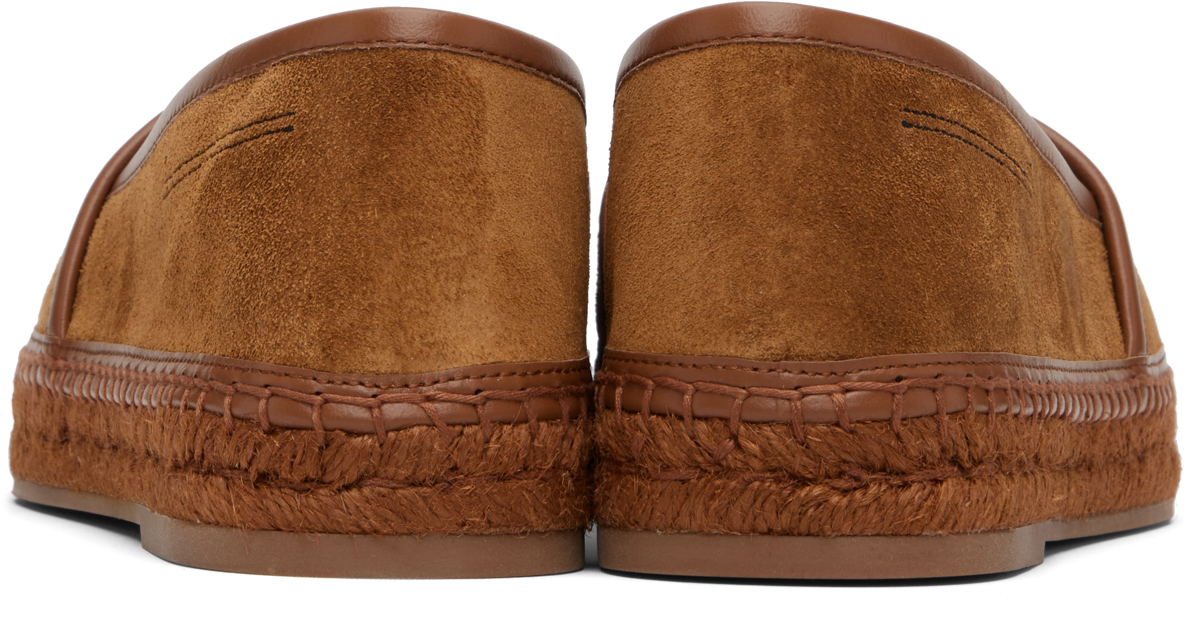 Tom Ford Tan Suede Calf Smooth Calf Espadrilles In Orange