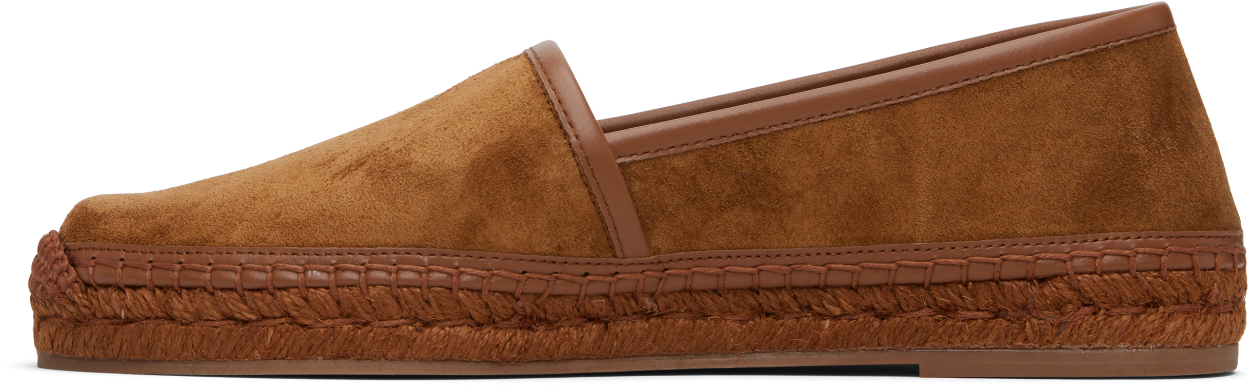 Tom Ford Tan Suede Calf Smooth Calf Espadrilles In Orange