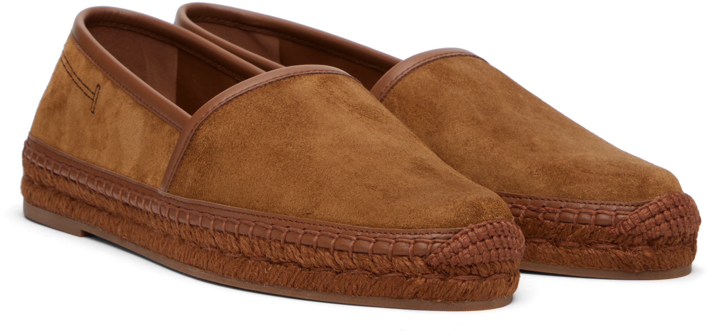 Tom Ford Tan Suede Calf Smooth Calf Espadrilles In Orange