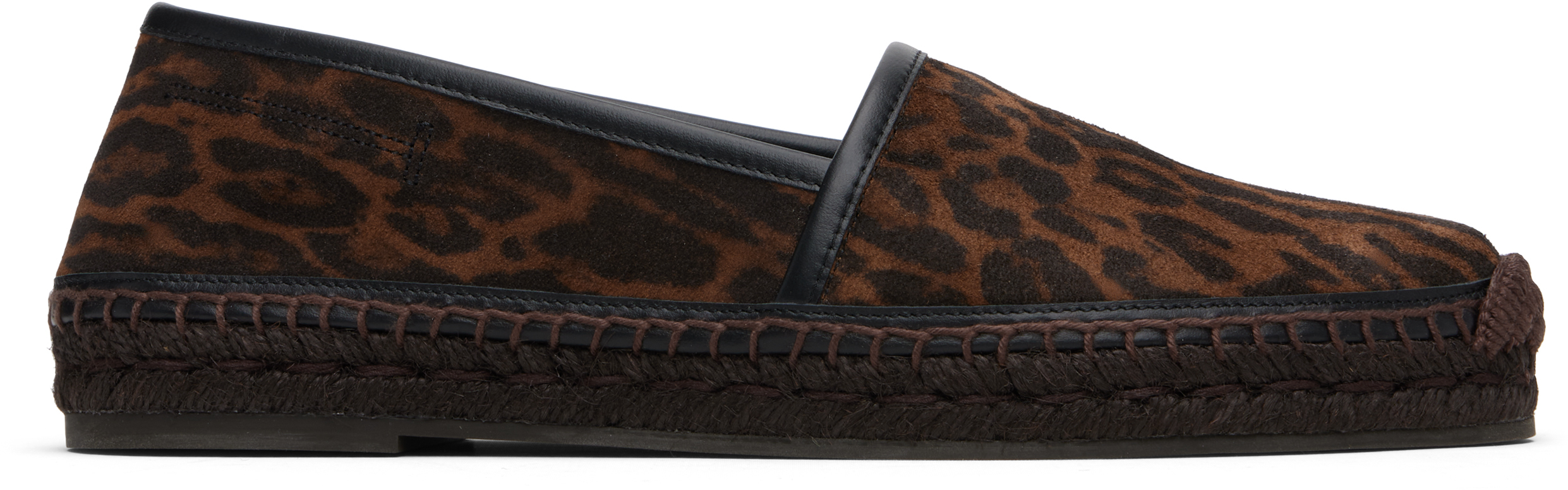 Tom Ford Brown Ocelot Print Suede Smooth Calf Espadrilles In Multi