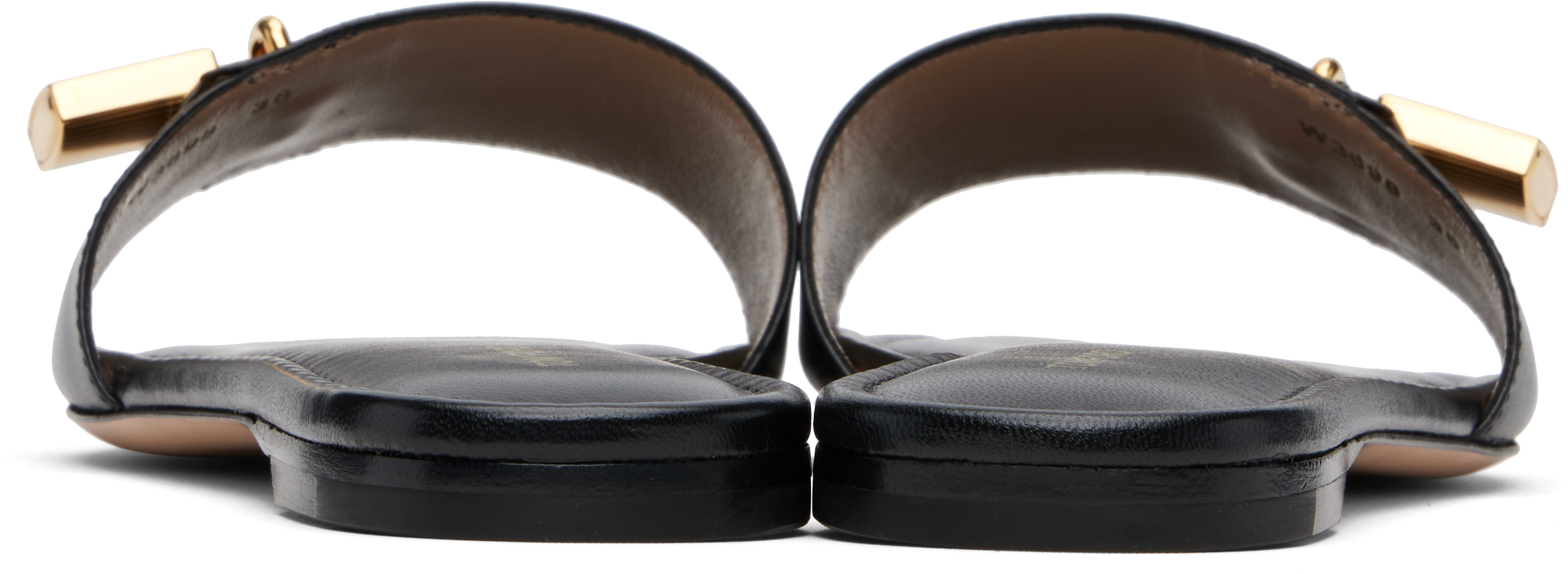 Tom Ford Leather Padlock-detail Slides In Gold