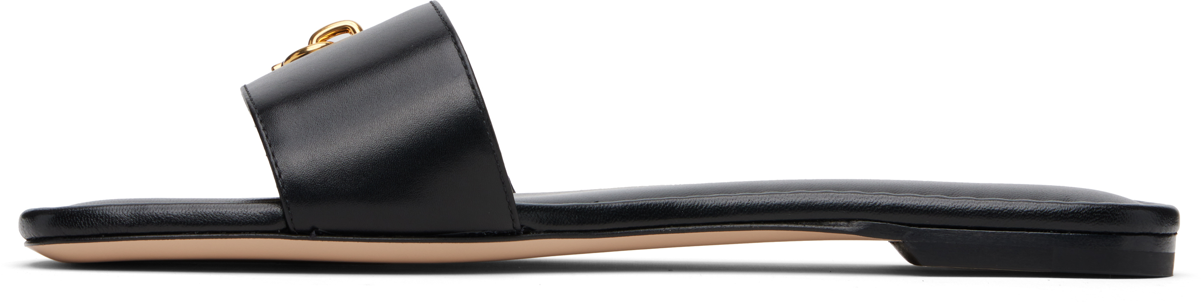 Tom Ford Leather Padlock-detail Slides In Gold