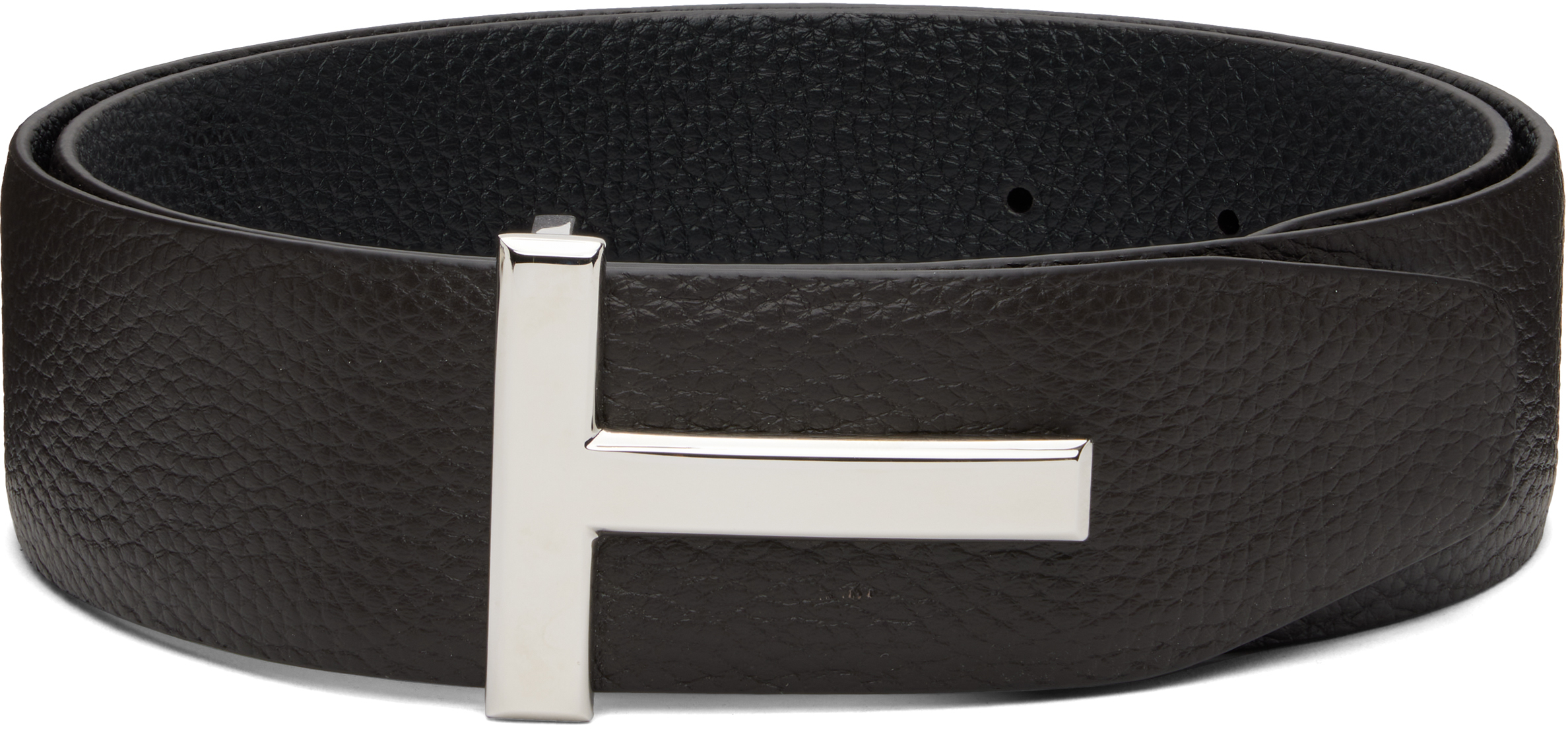 Tom Ford Brown & Black Reversible T Icon Belt