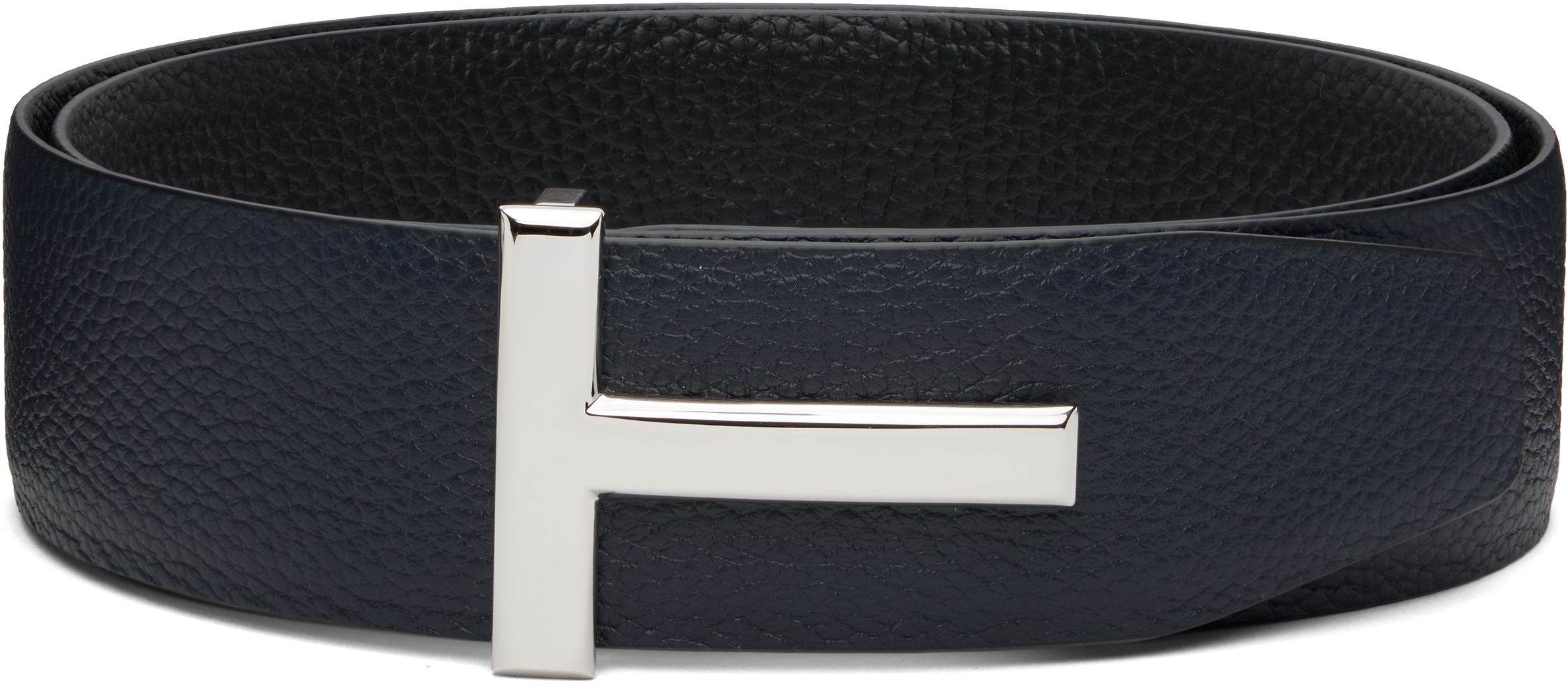 Tom Ford Navy & Black Reversible T Icon Belt