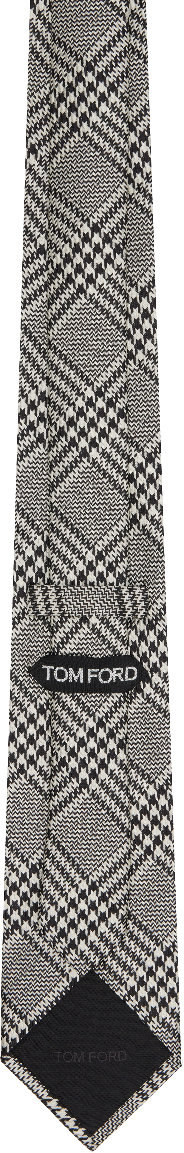 Tom Ford Black & White Mouline Prince Of Wales Tie