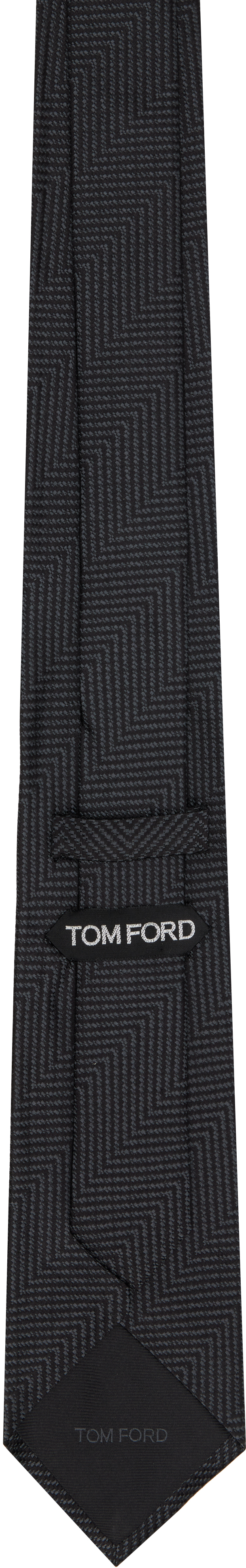 Tom Ford Black Mouline Herringbone Tie