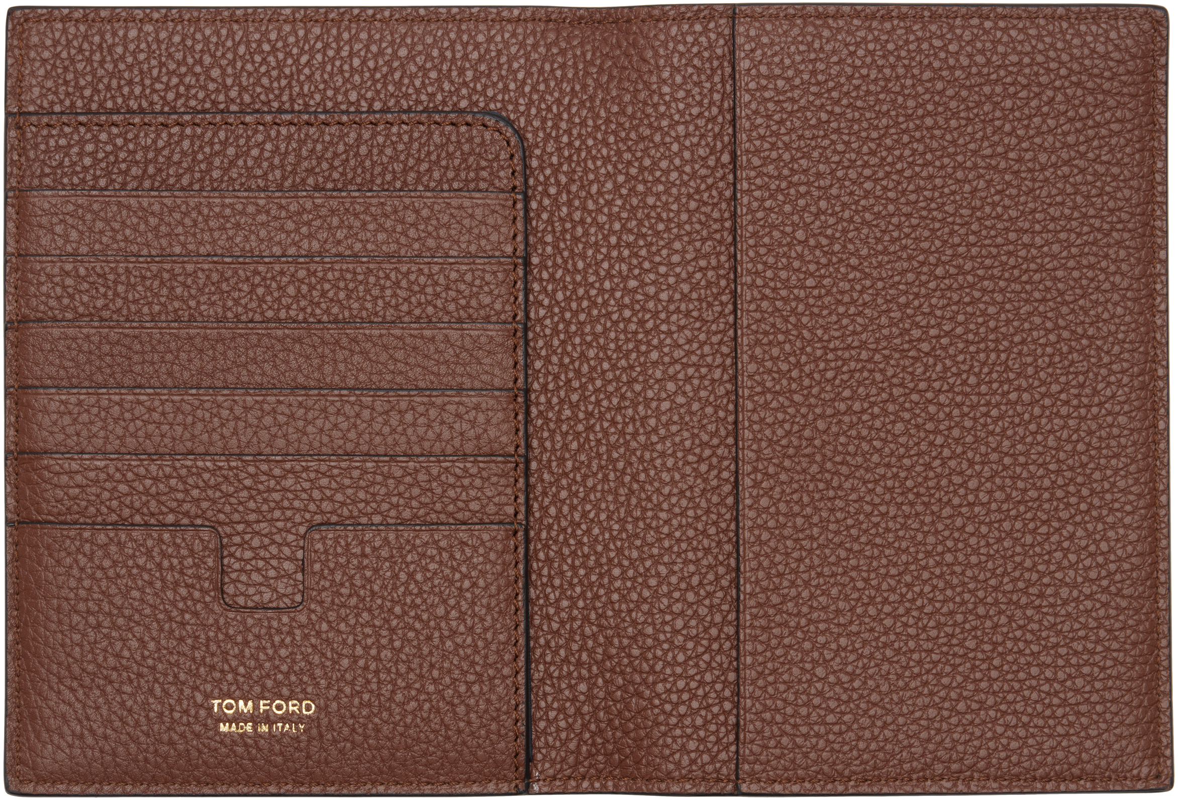 Tom Ford Tan Soft Grain Leather T Line Passport Holder