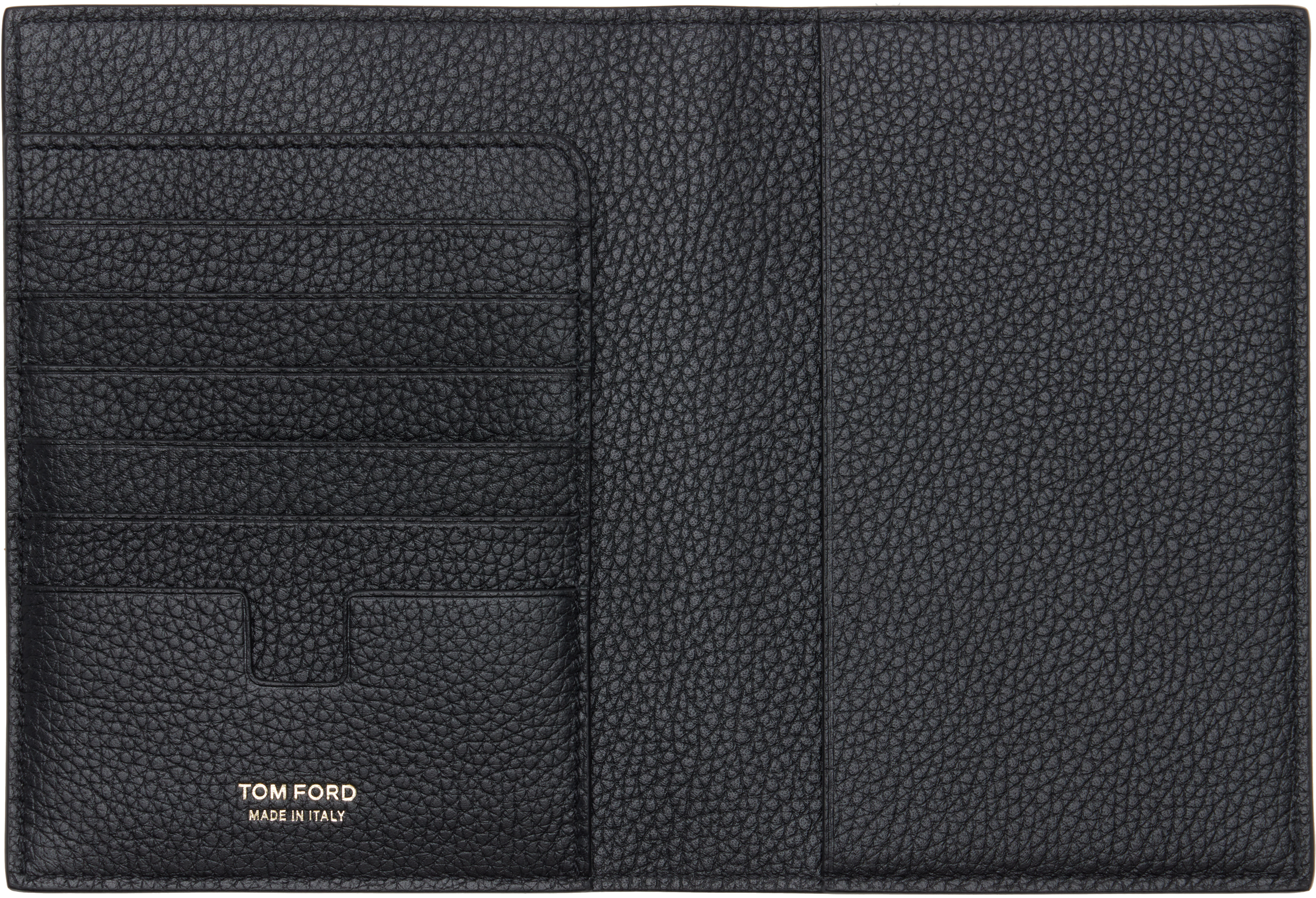 Tom Ford Black Soft Grain Leather T Line Passport Holder