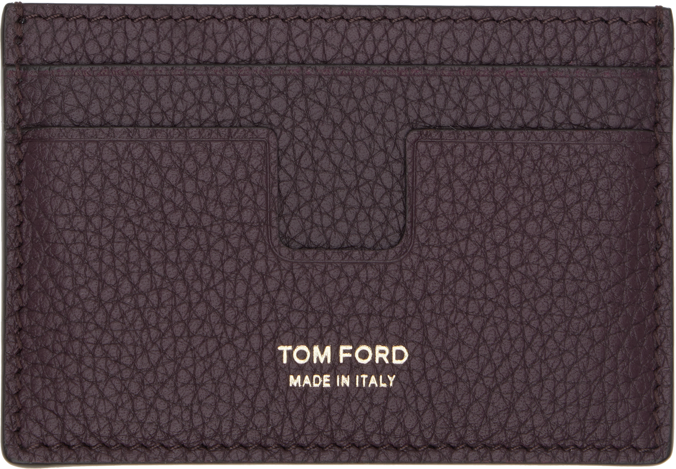 TOM FORD: バーガンディ Classic グレインレザー カードケース 