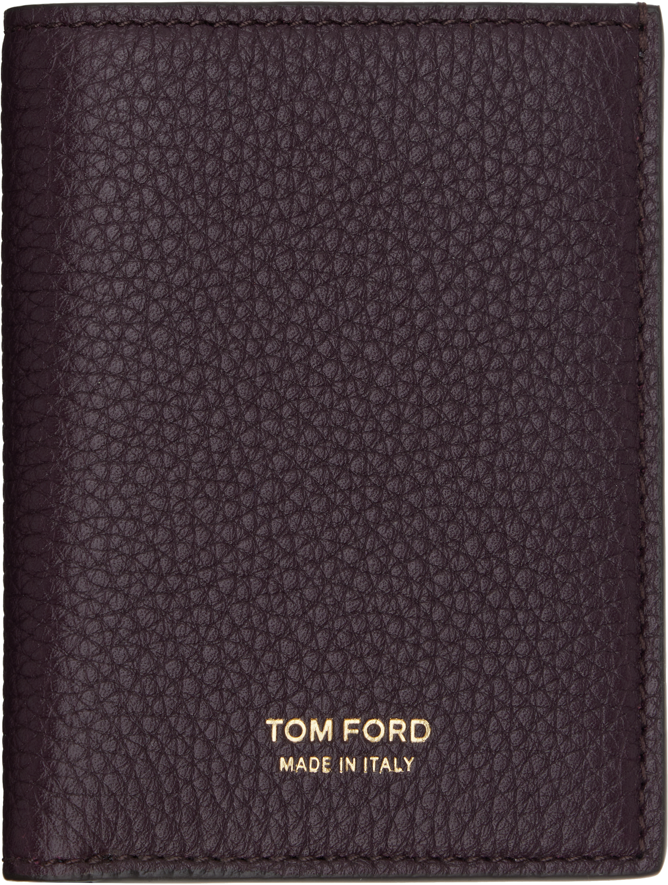 Tom Ford Burgundy Grain Leather Folding Card Holder
