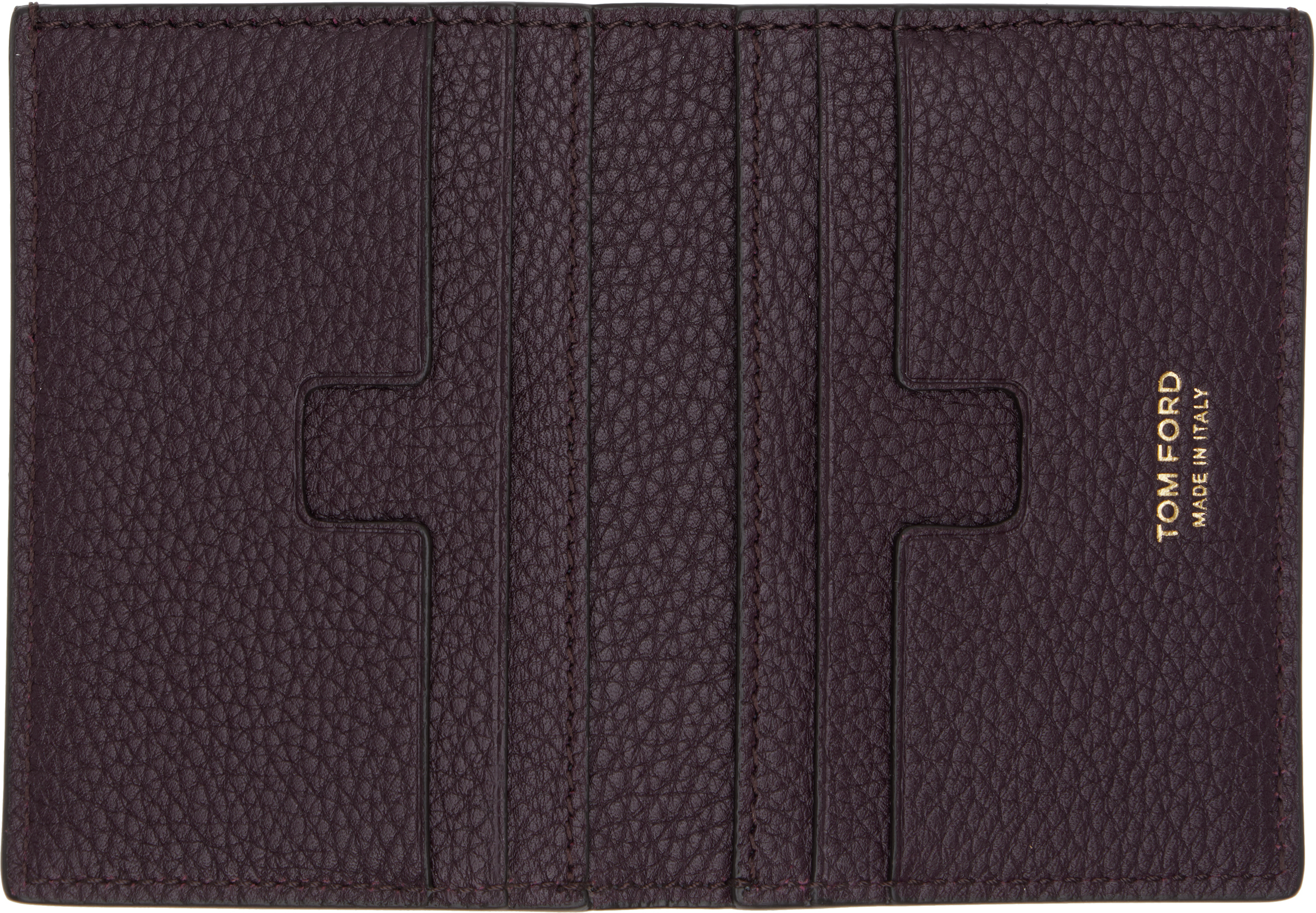 Tom Ford Burgundy Grain Leather Folding Card Holder