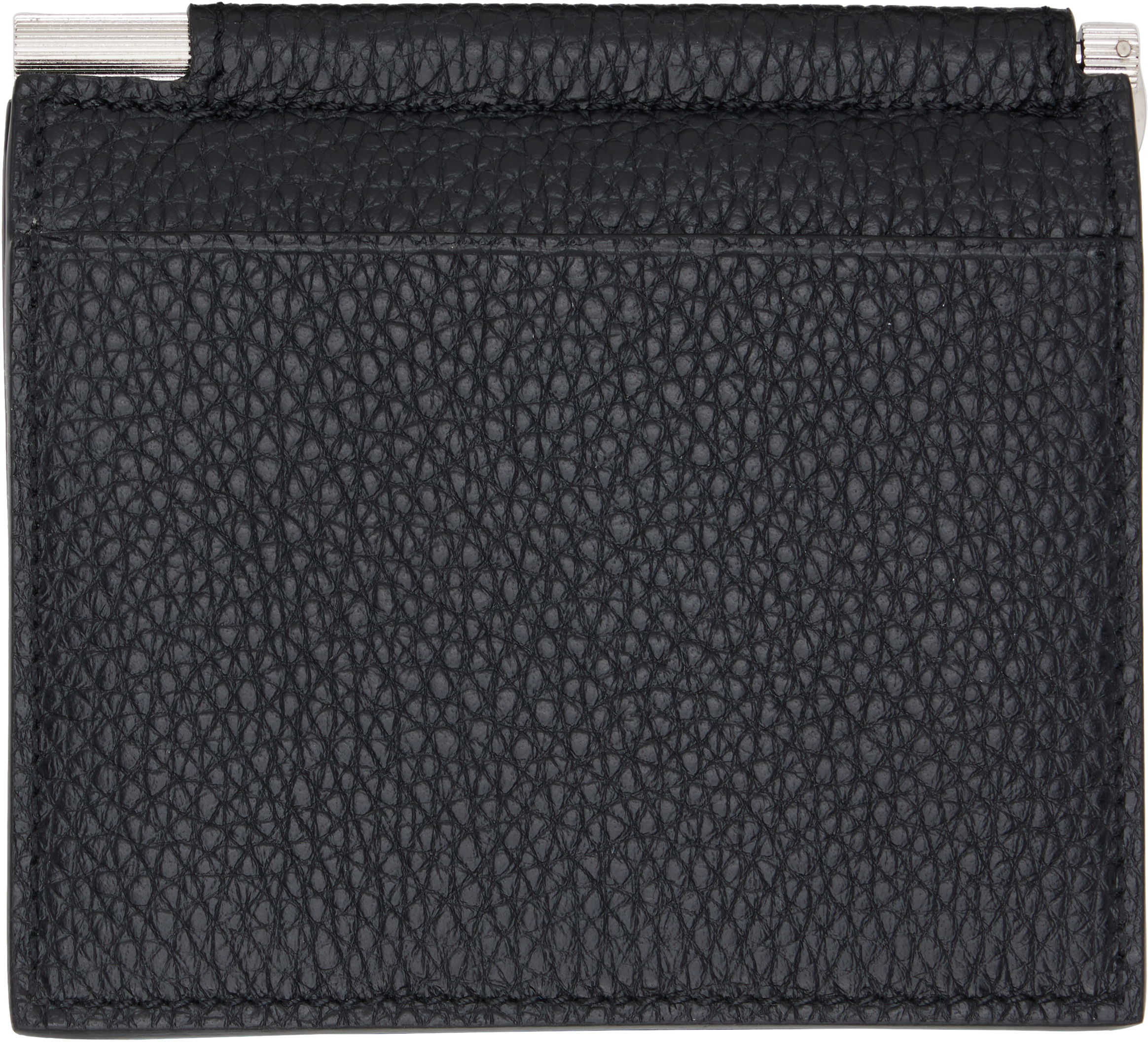 Tom Ford Black Soft Grain Leather Folding Money Clip Card Holder