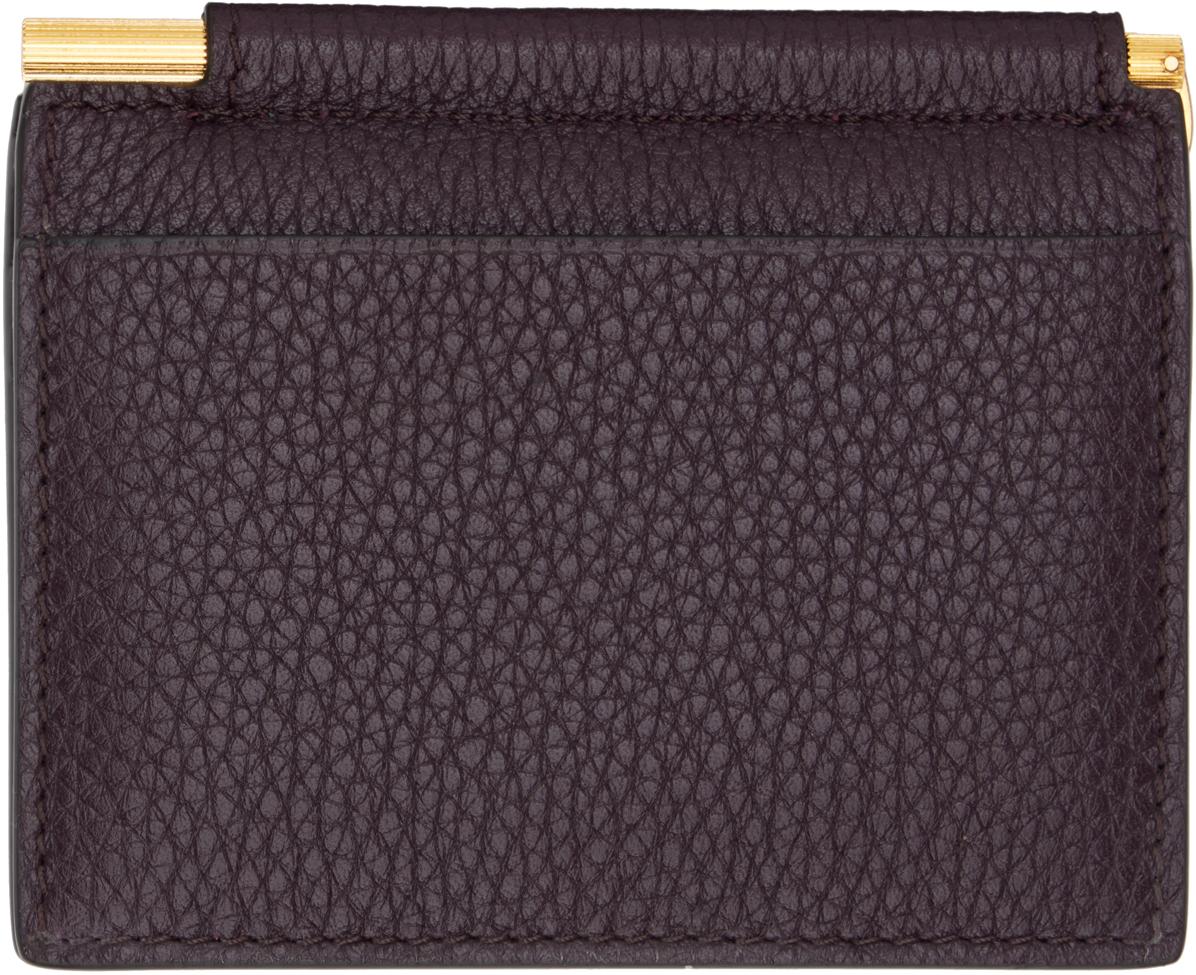 Tom Ford Burgundy Soft Grain Leather Golding Money Clip Card Holder