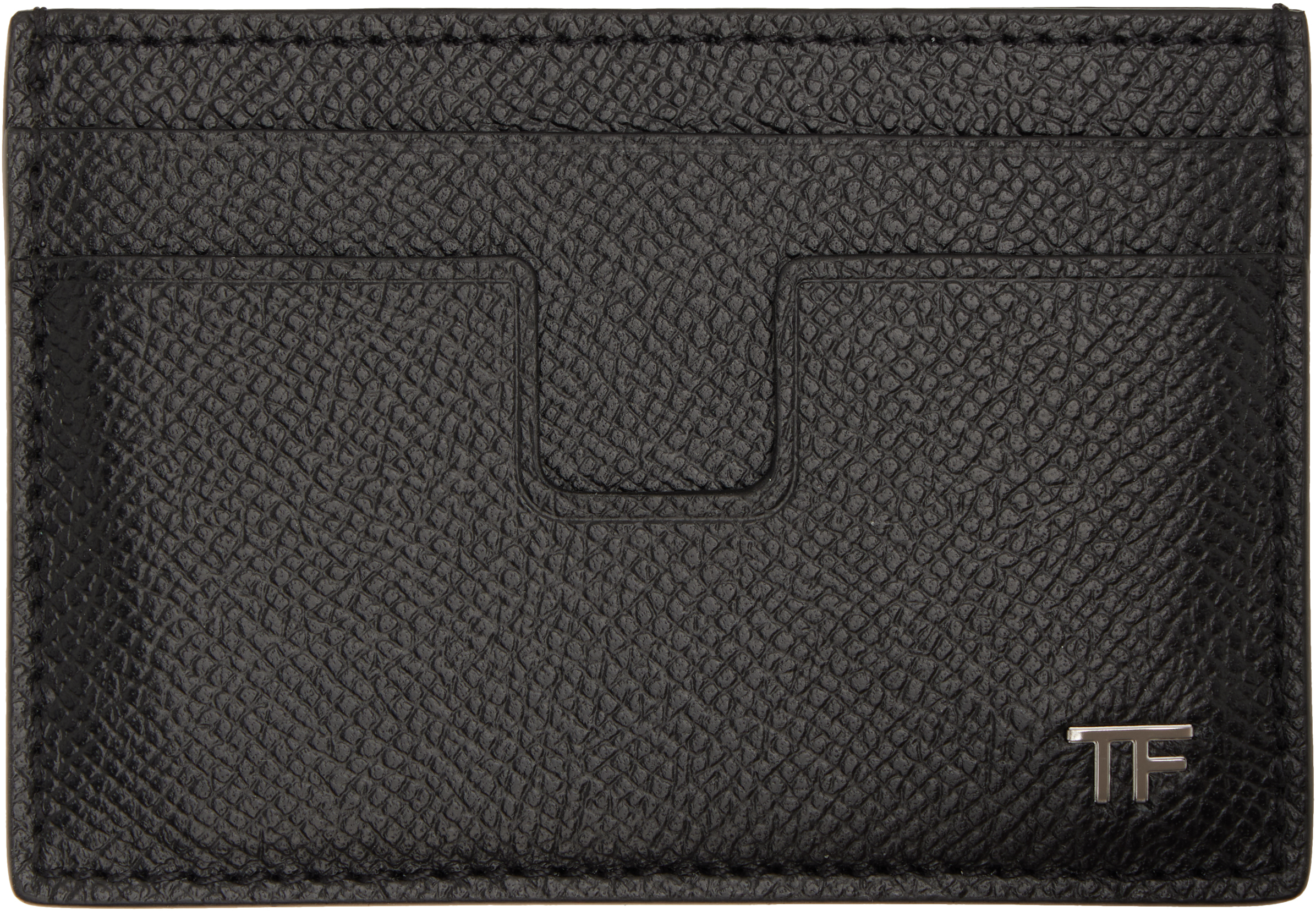 Tom Ford Black Small Grain Leather Classic Card Holder