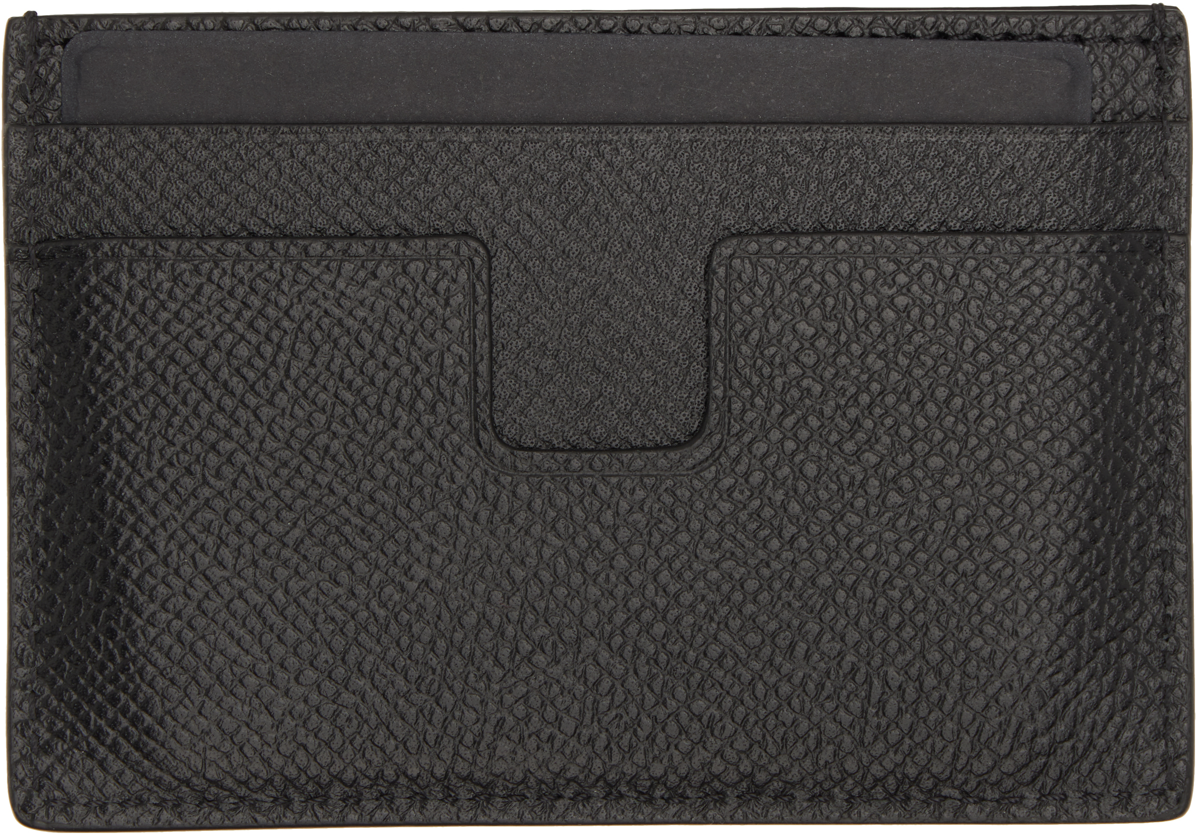 Tom Ford Black Small Grain Leather Classic Card Holder